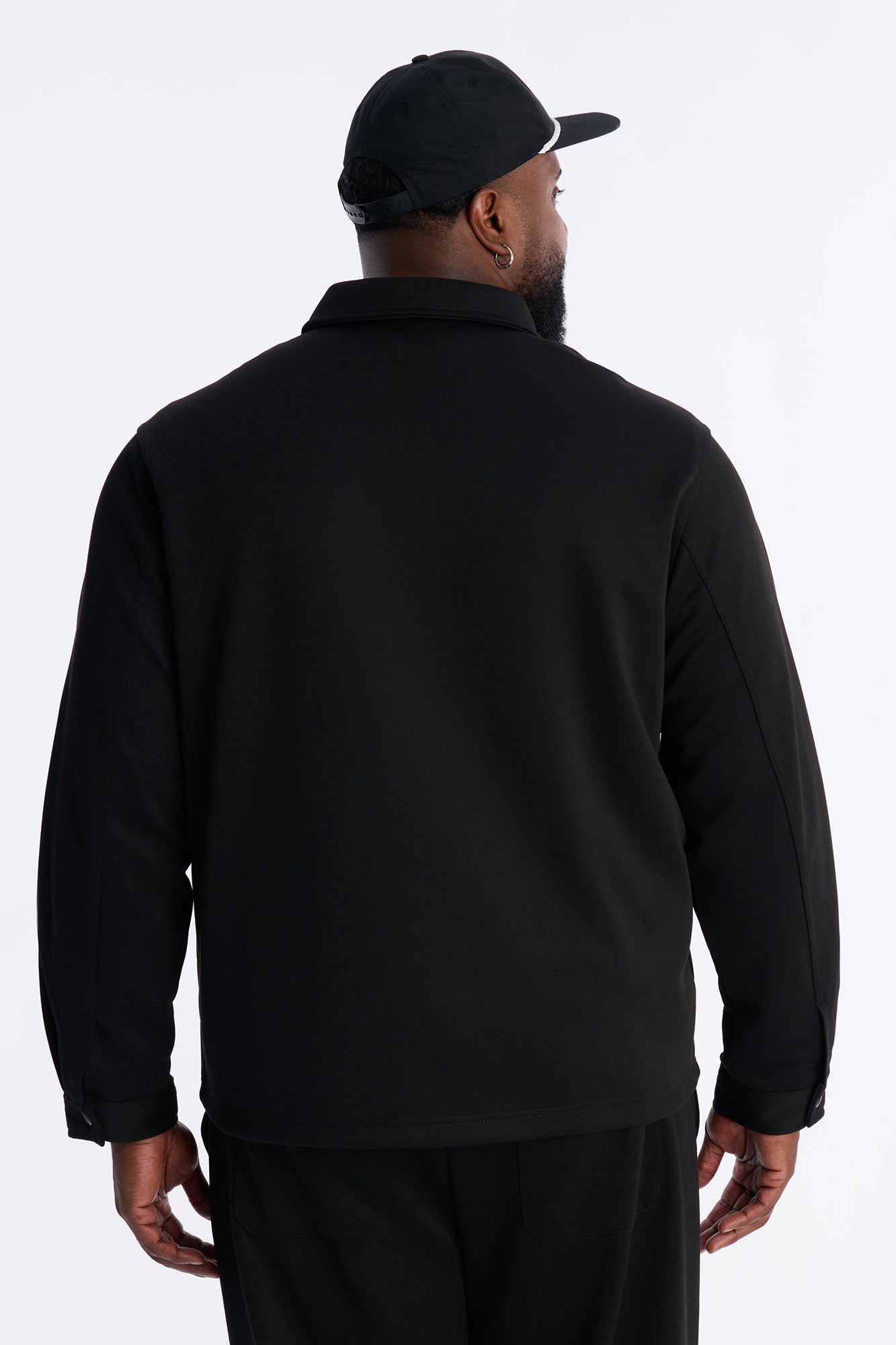 Structured Fleece Coaches Jacket - Black