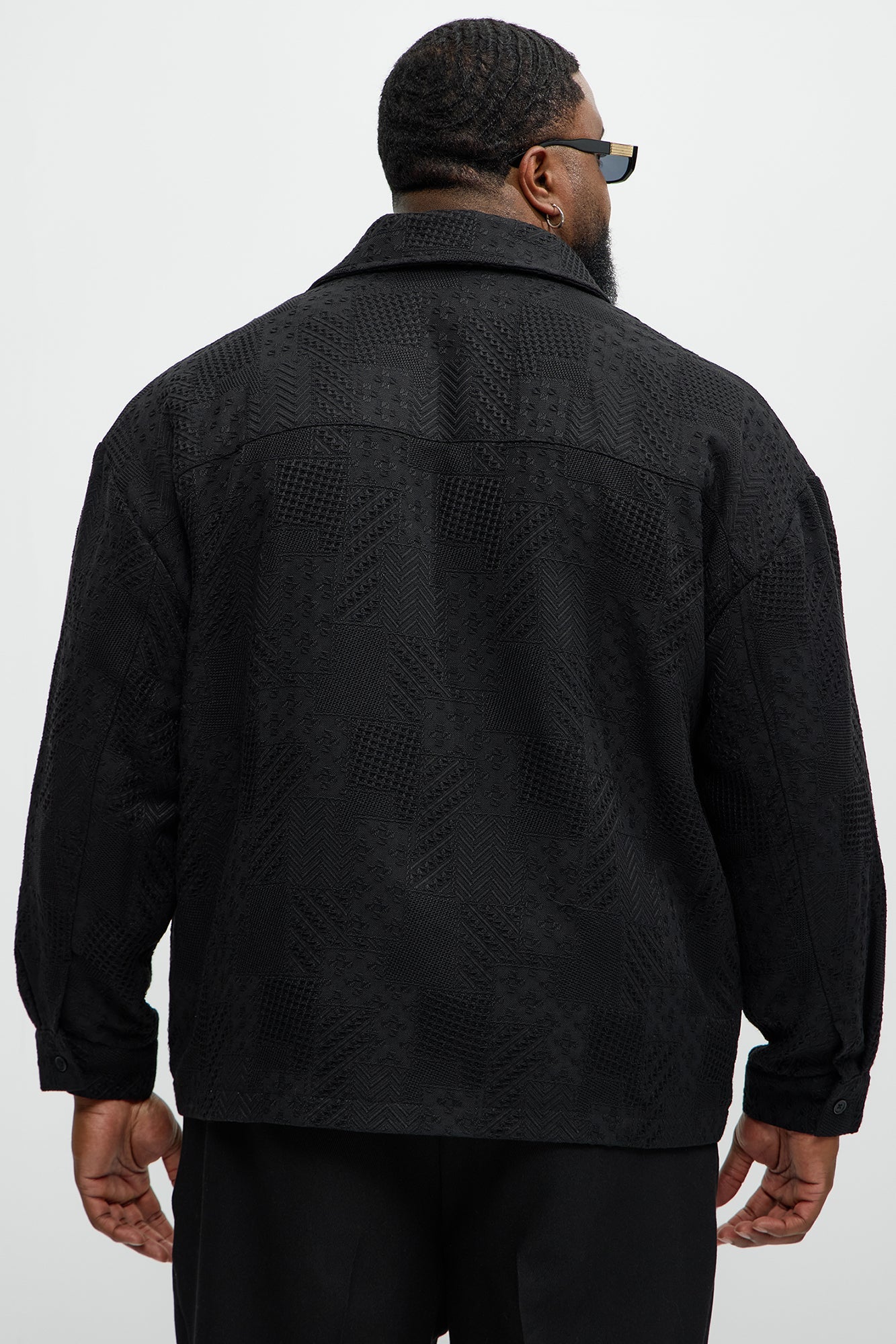 Meknes Jacquard Pattern Jacket - Black