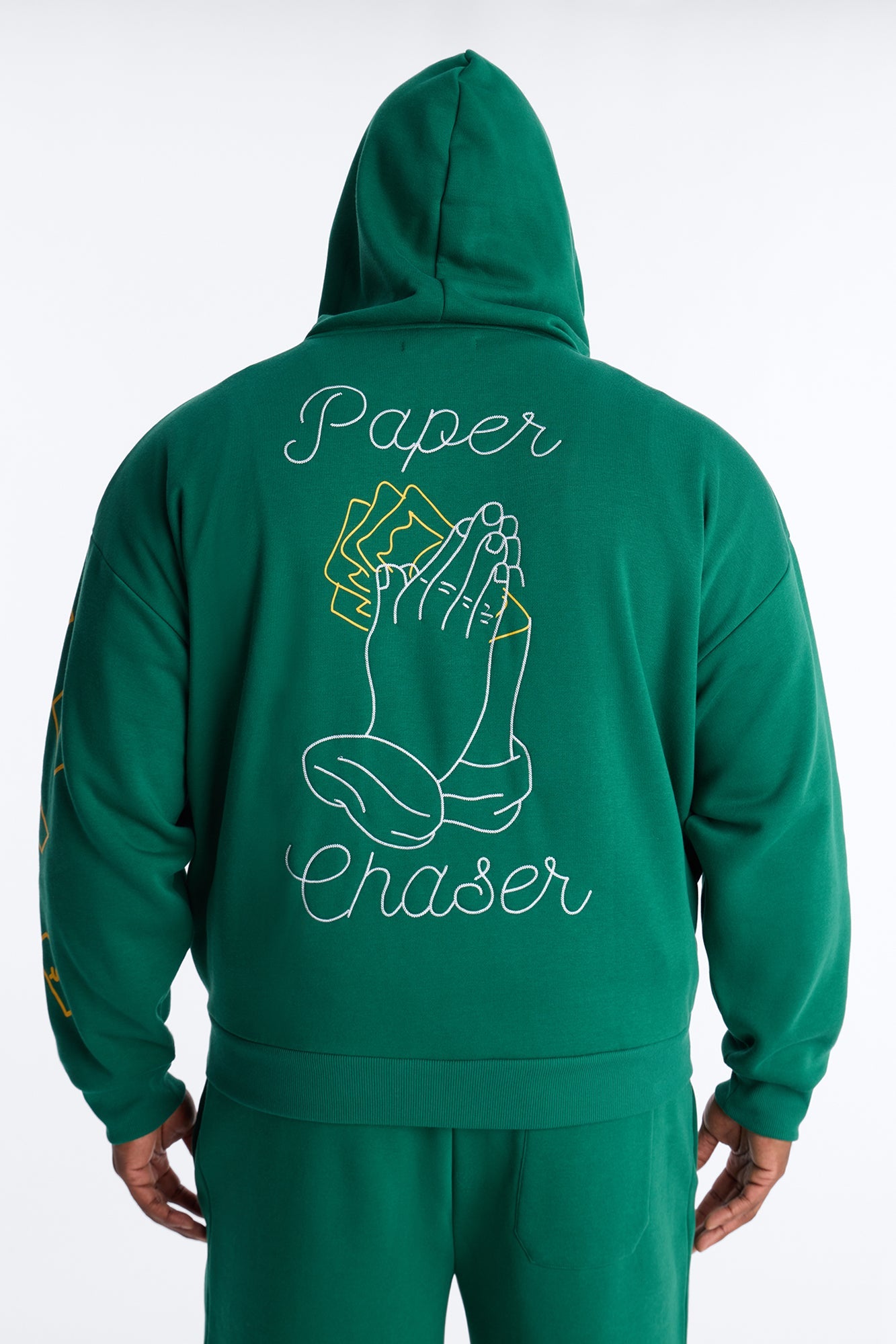 Paper Chaser Chain Stitch Oversized Hoodie - Green