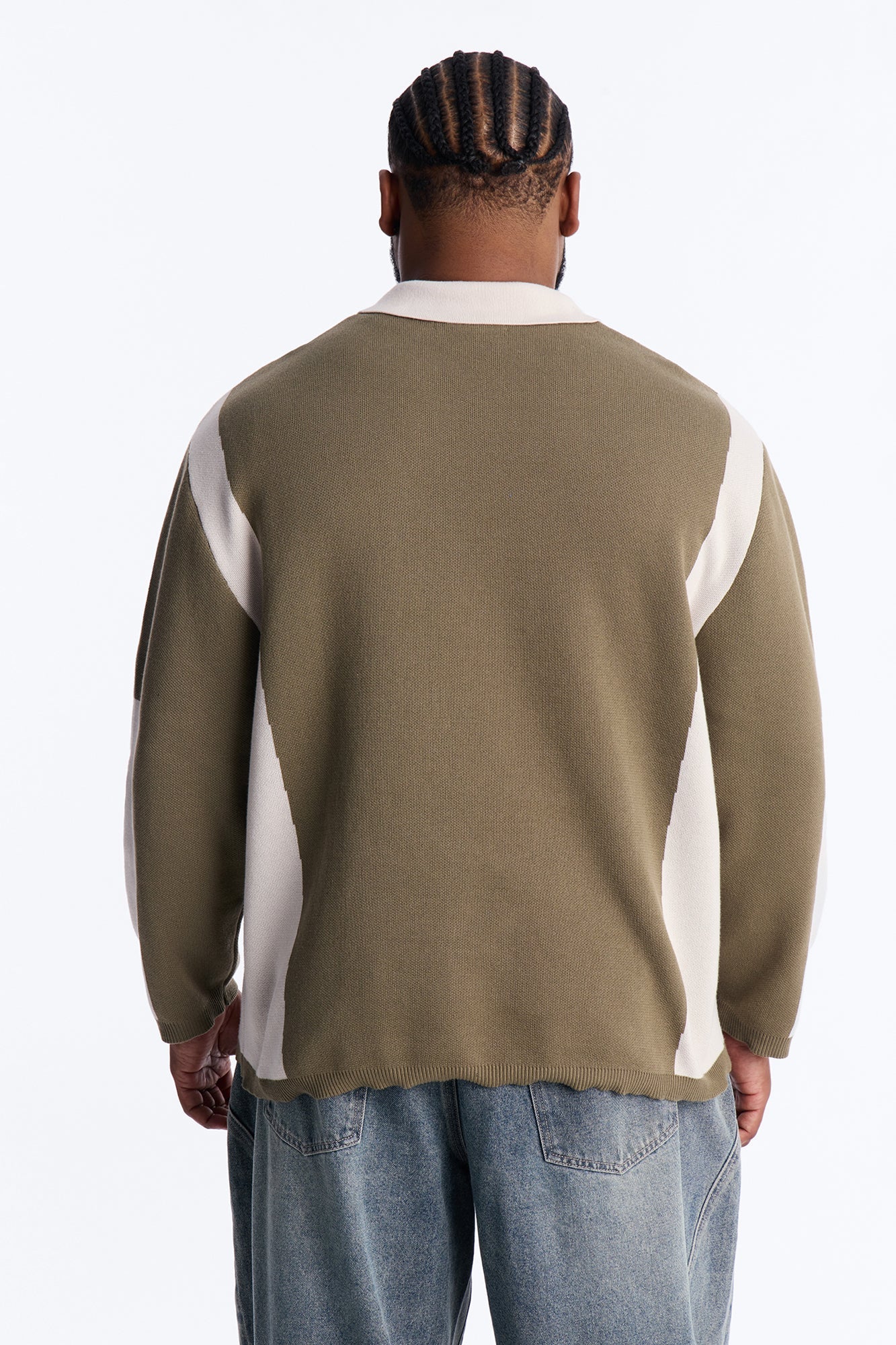 RM Moto Johnny Collar Sweater - Olive/combo