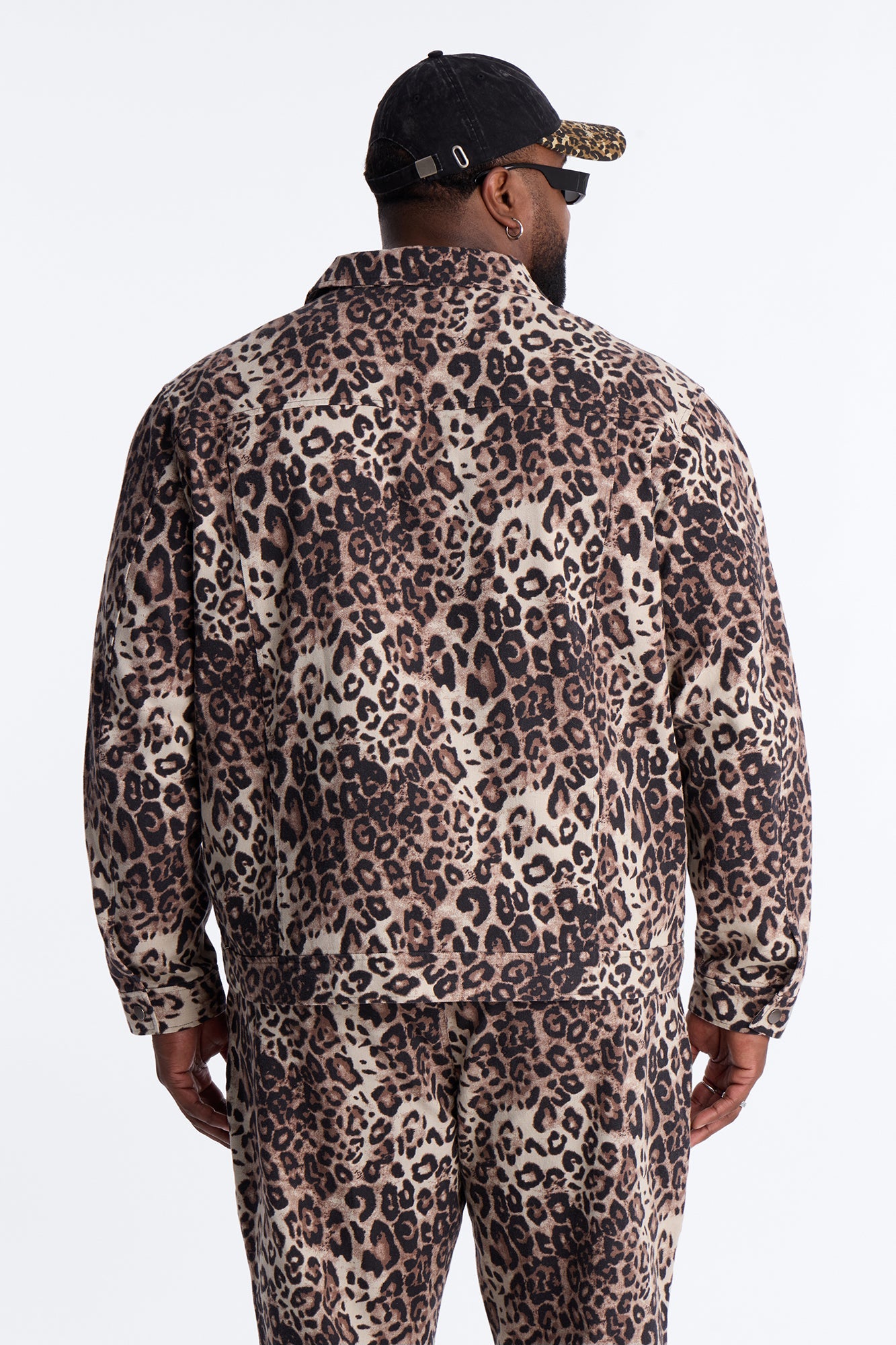 Marcy Wild Leopard Print Trucker Jacket - Brown