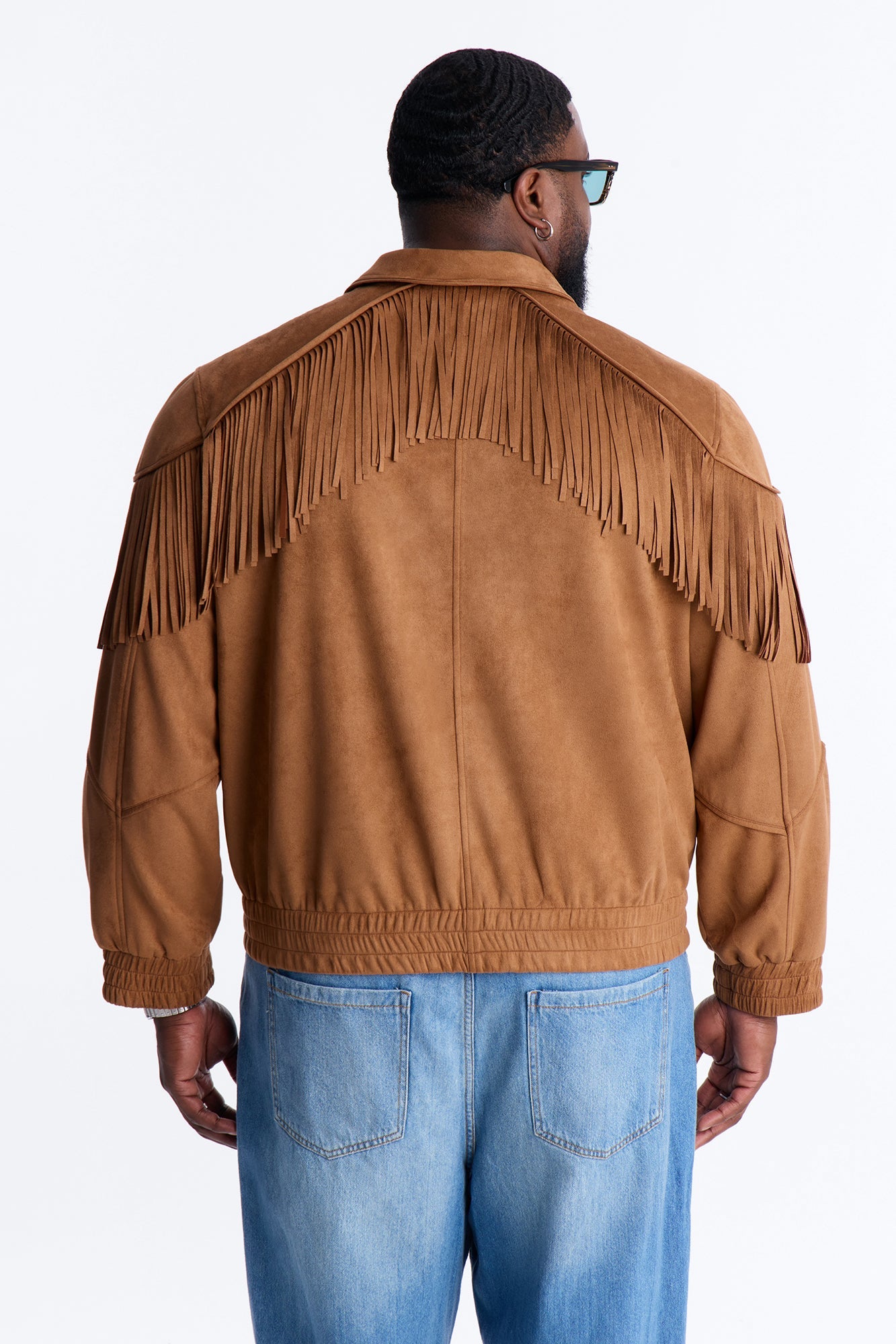 Fringed Festival Grounds Faux Suede Jacket - Camel