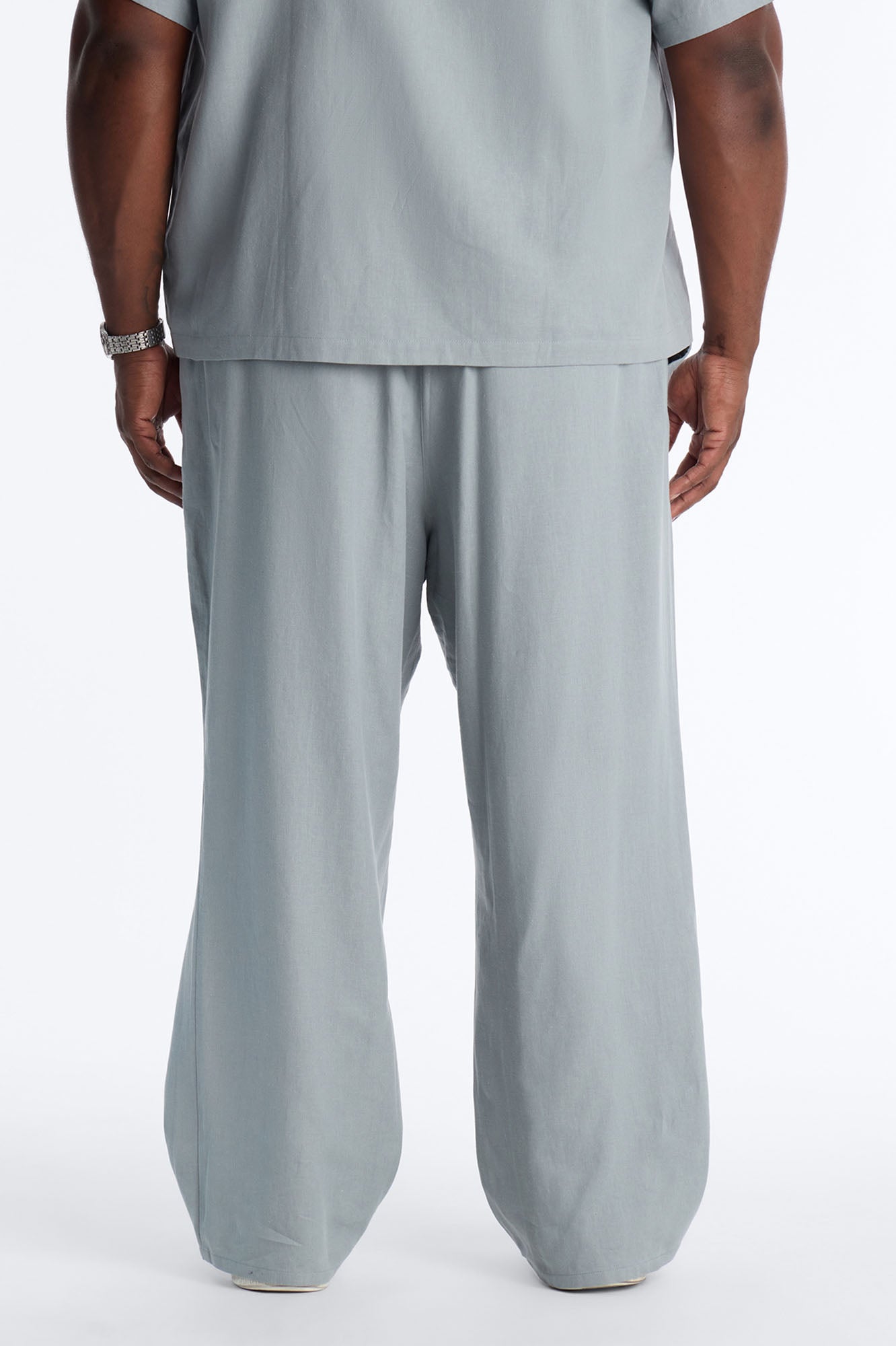 Bahamas Linen Baggy Pull On Pants - Slate Blue