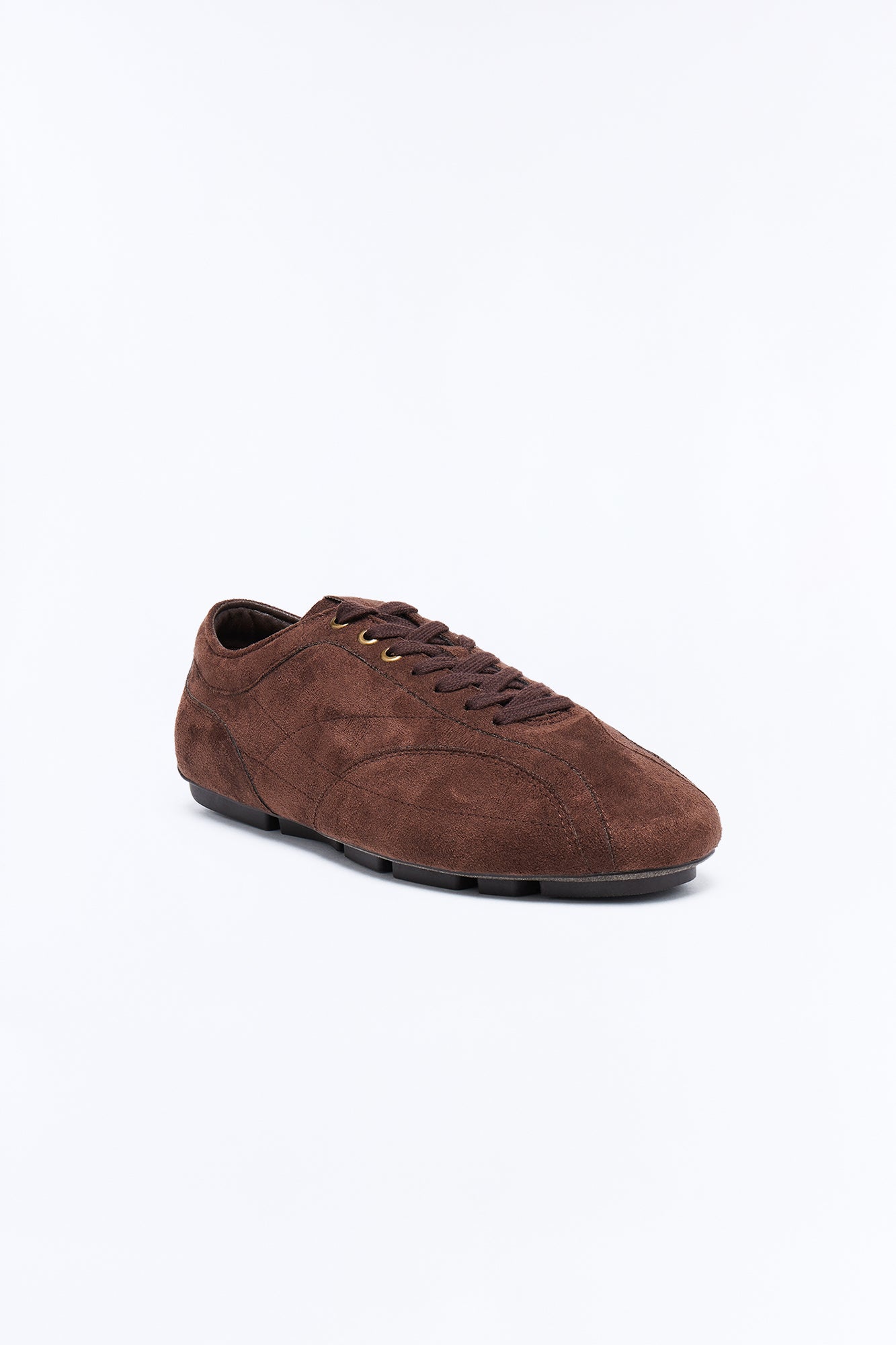 Retro Faux Suede Slim Lace Up Sneaker - Chocolate