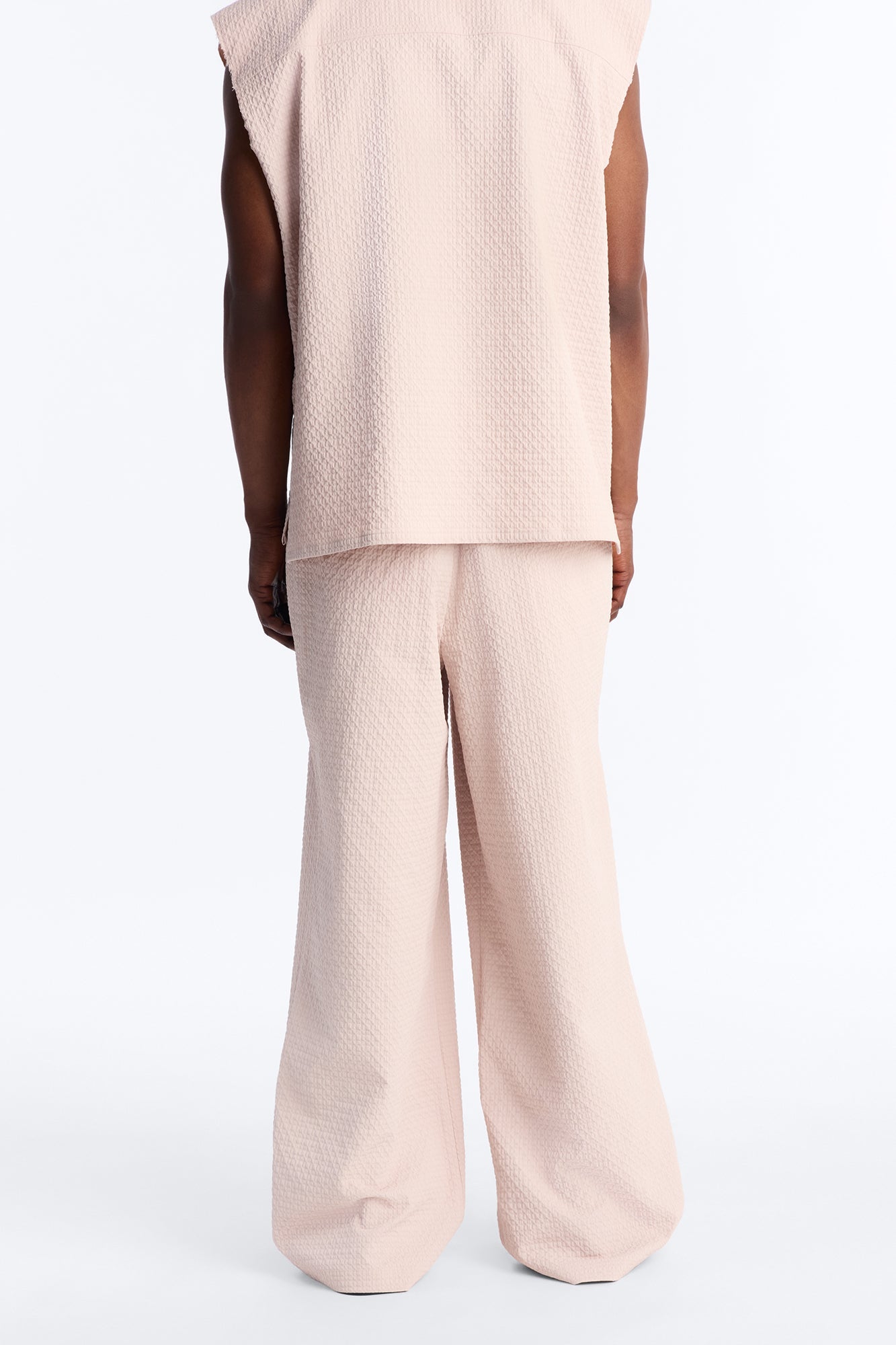 Wide Leg Inspired By Fear Seersucker Trouser - Light Pink