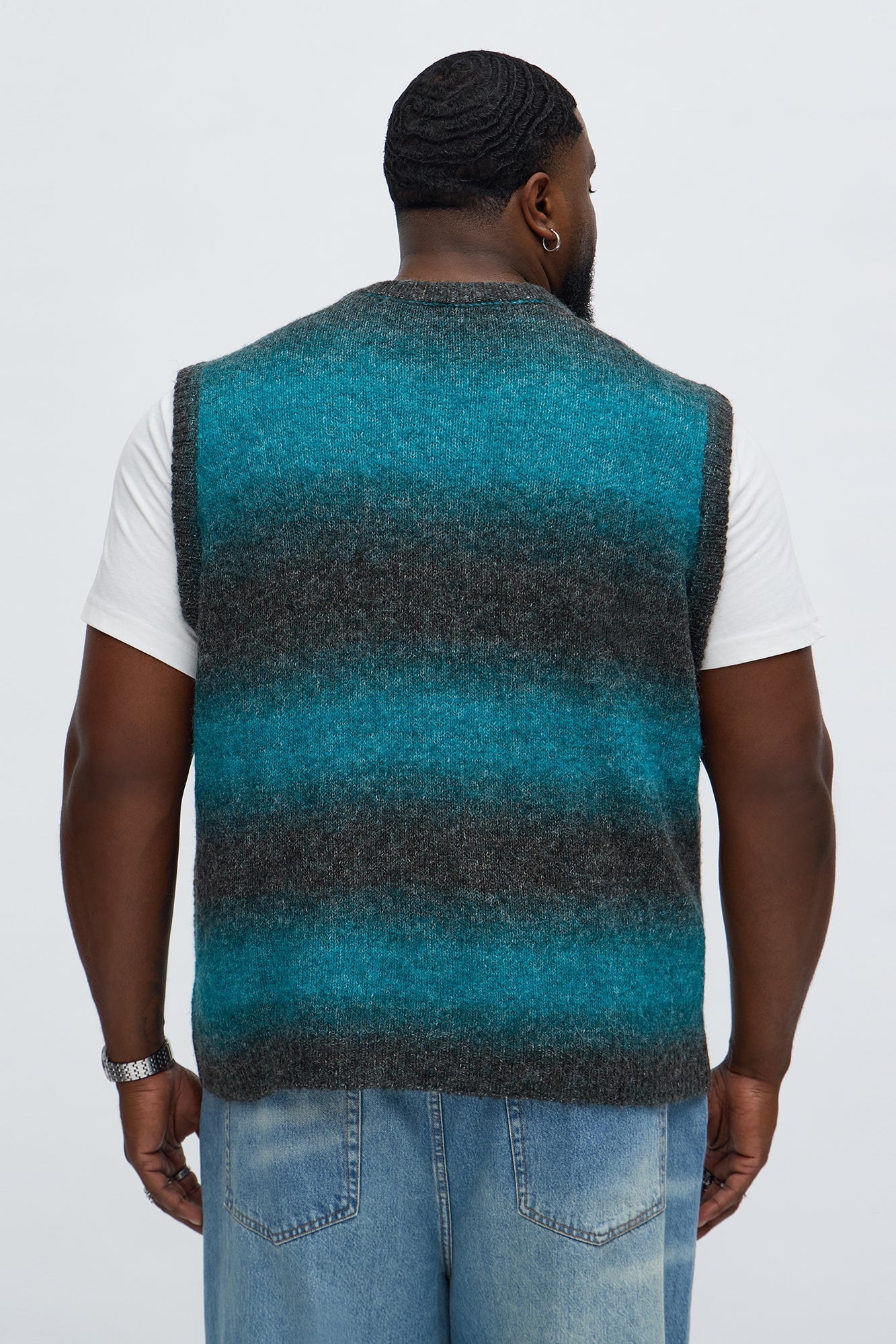 Gradient Sweater Knit Vest - Blue/combo