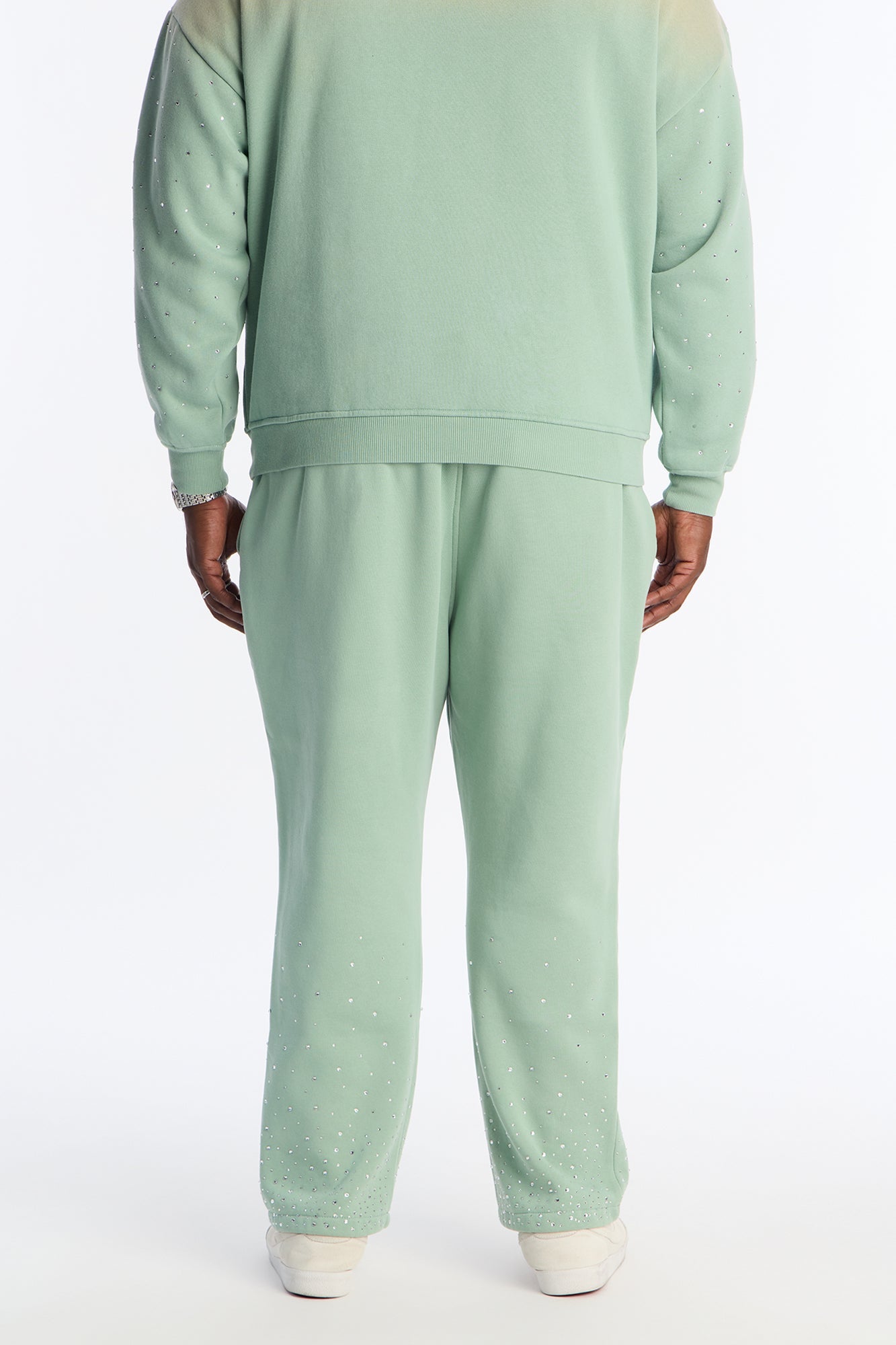 Run Them Rhinestones Relaxed Sweatpants - Sage