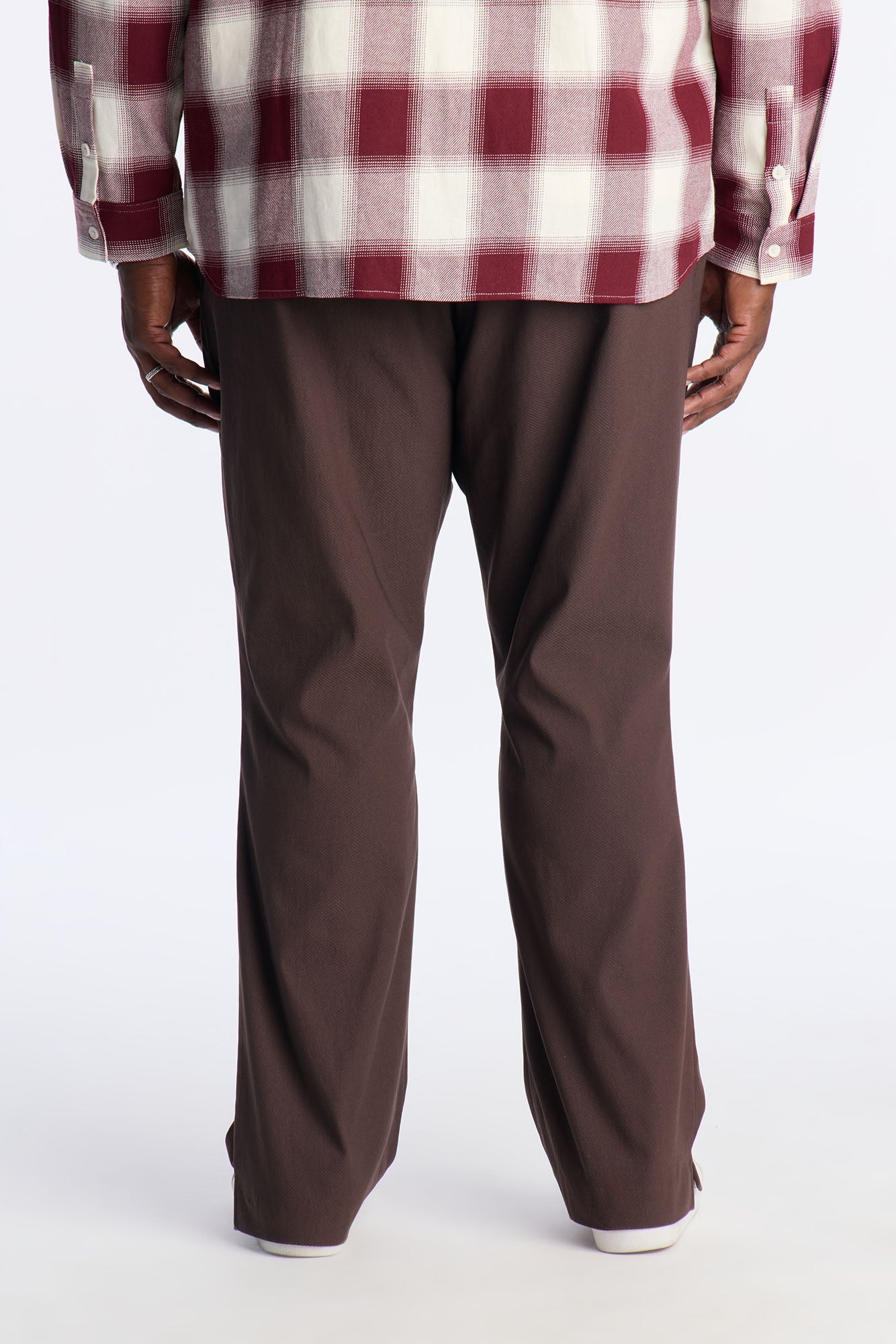 Slim Modern Gabardine Slit Flared Trouser - Brown