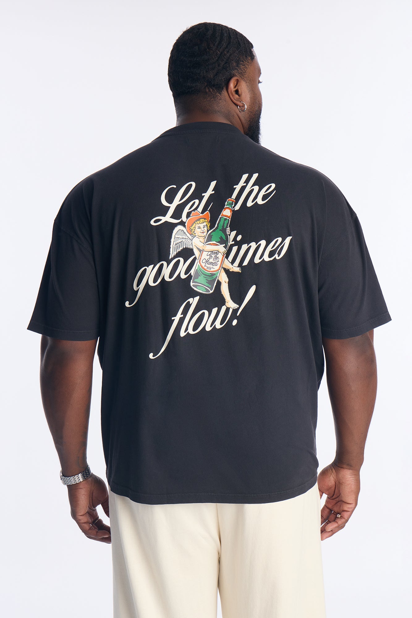 Let The Good Times Flow Oversized Short Sleeve Tee - Black Wash