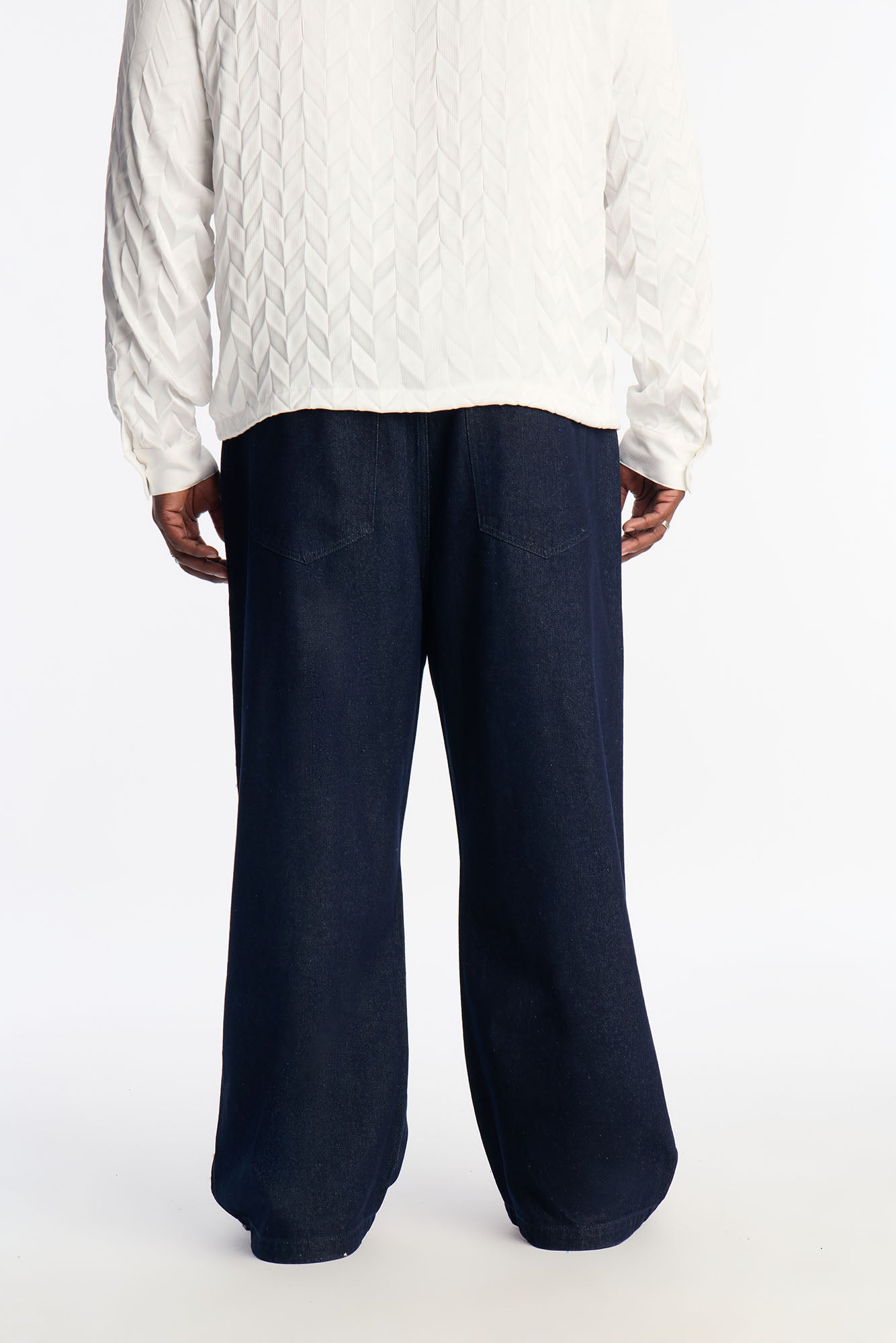 Wide Leg Pearls Lined Right Jean - Dark Wash