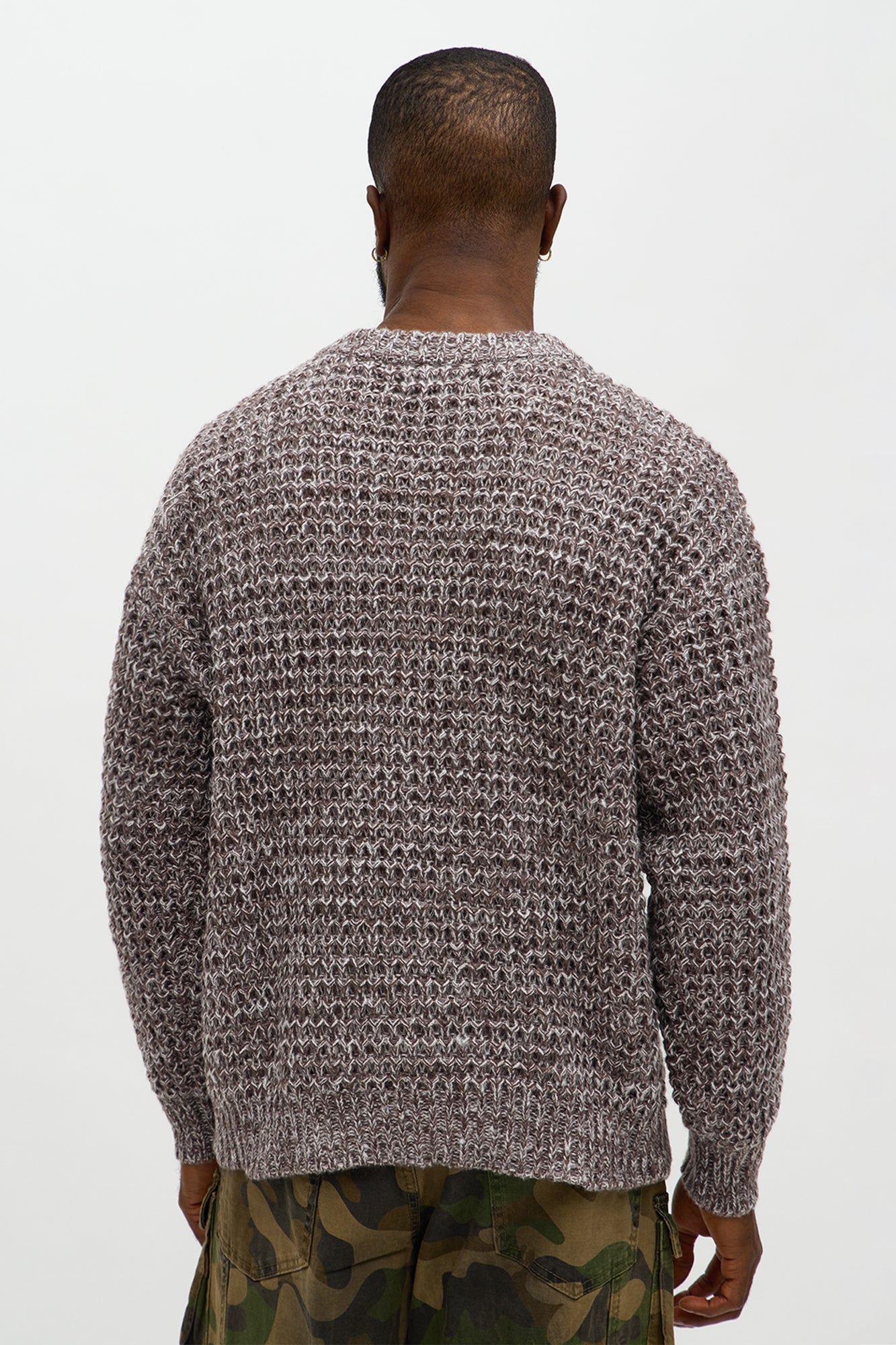 Chain Knitted Sweater - Brown Combo