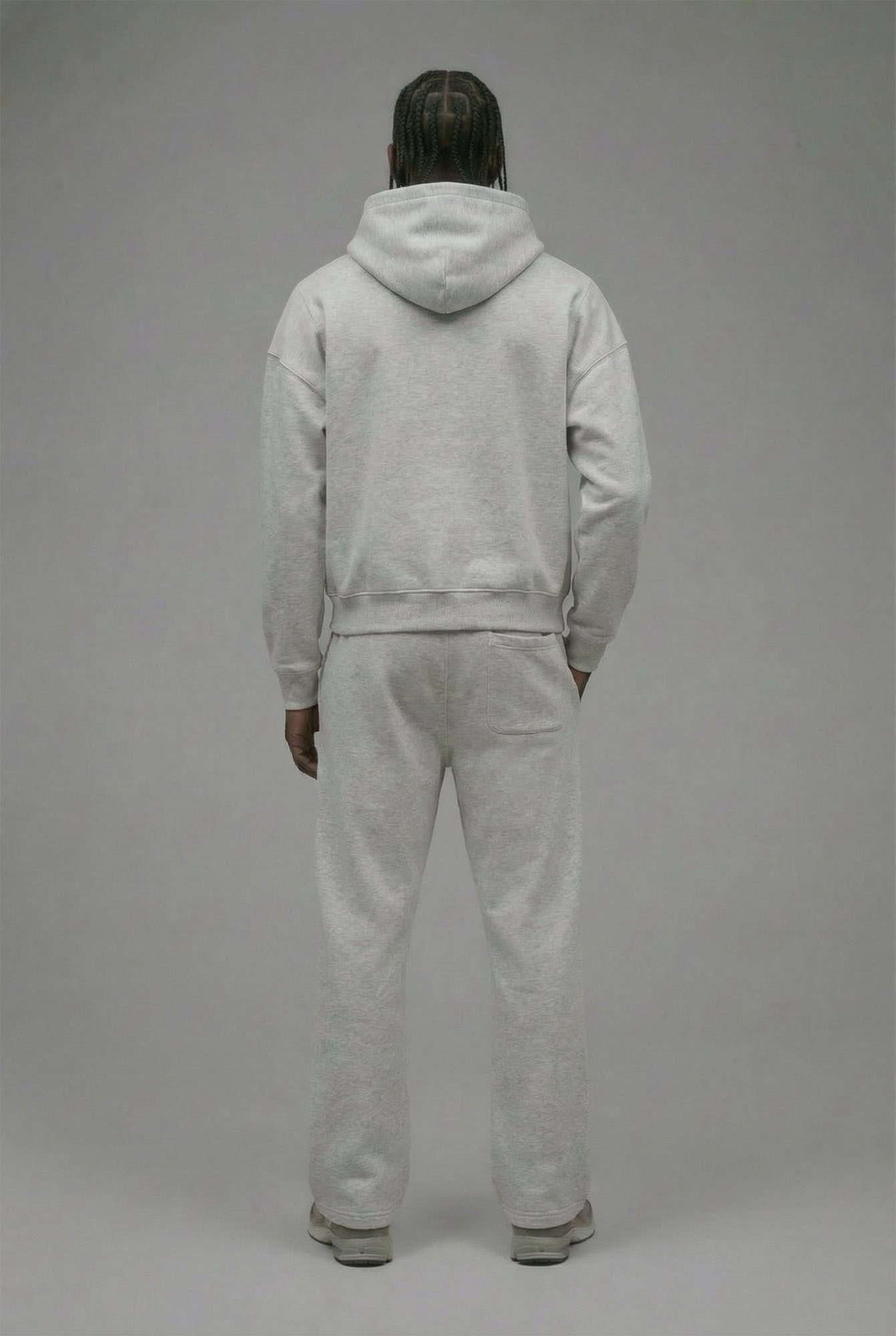 410 Oversized Cropped Zip Hoodie - Heather Grey