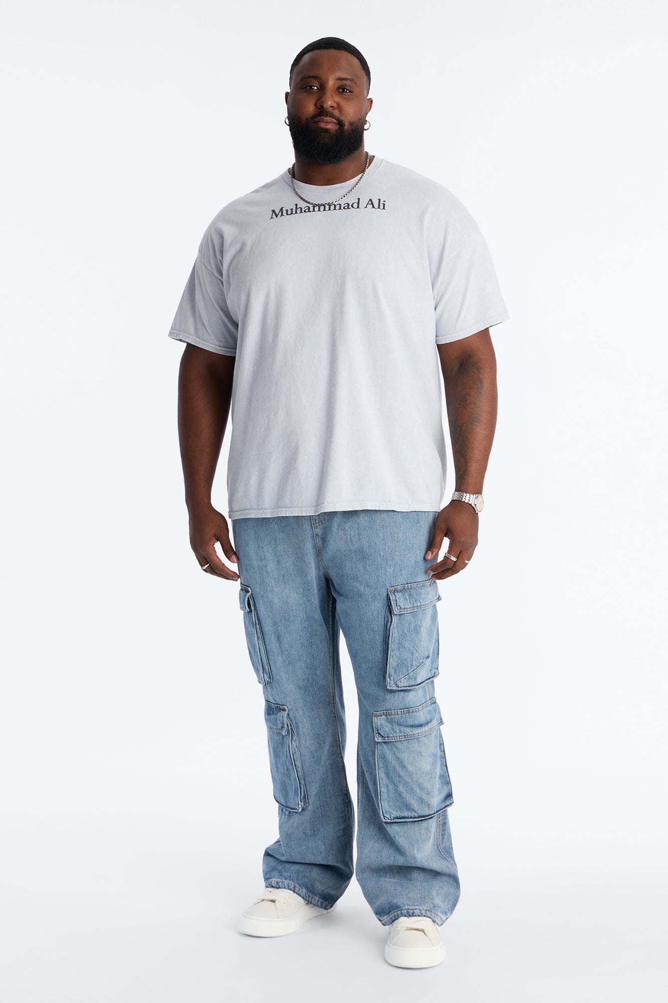 Stacked Slim Flare Get Up Cargo E-Waist Jean - Medium Blue Wash