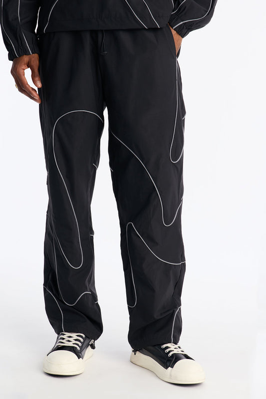 Straight Futuristic Mode Track Pant - Black