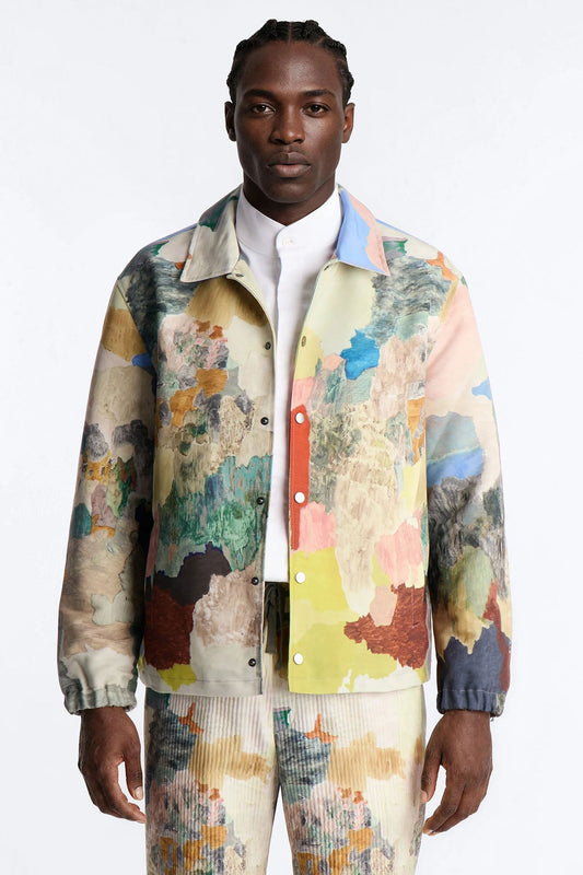 Relaxed Painters Room Printed Coach Jacket - Multi Color