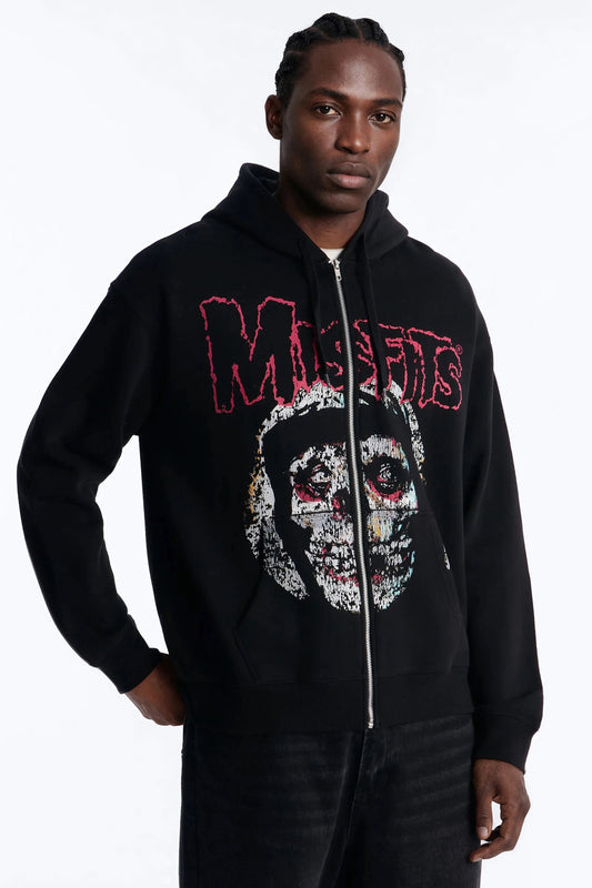 MIsfits Vintage Zip Hoodie - Black Wash