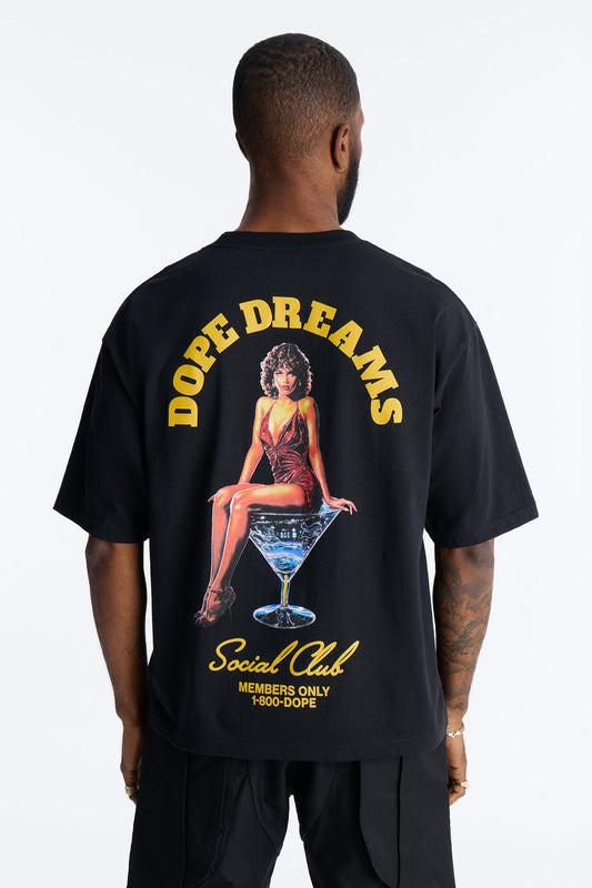 Dope Dreams Social Club Boxy Short Sleeve Tee - Black