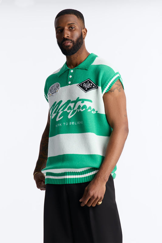 Motion Lines Sweater Vest - Green