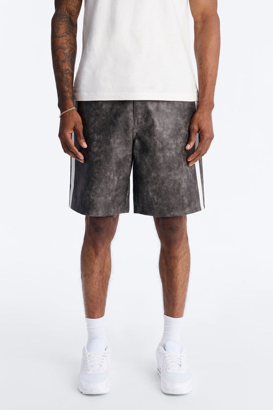 Relaxed Aubrey Hill Faux Leather Short - Black