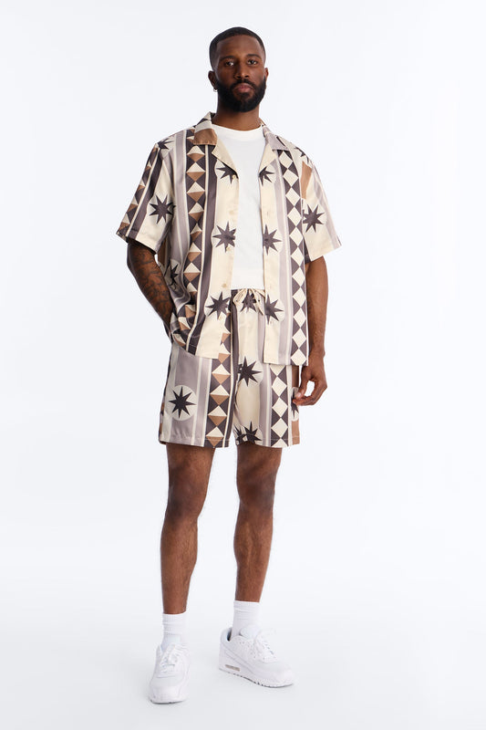 Toscana Geo Relaxed Short - Tan