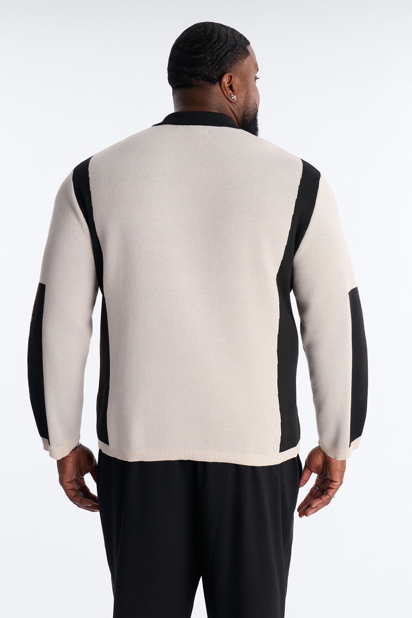 RM Moto Johnny Collar Sweater - Cream/combo