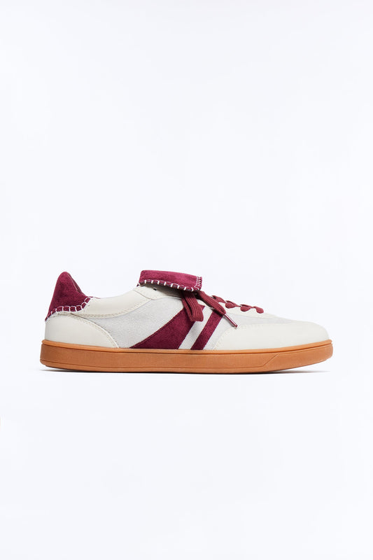 Retro Panel Faux Suede Low Lace Up Sneaker - Taupe
