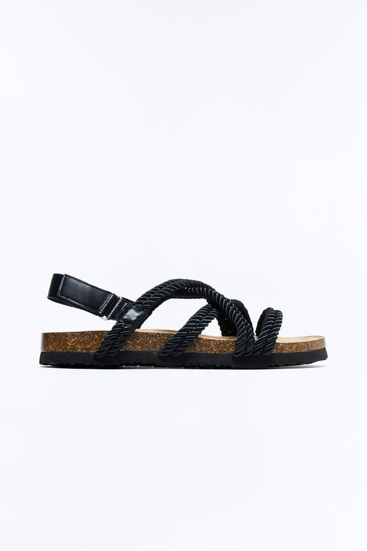 Rope Detail Slip On Slide - Black
