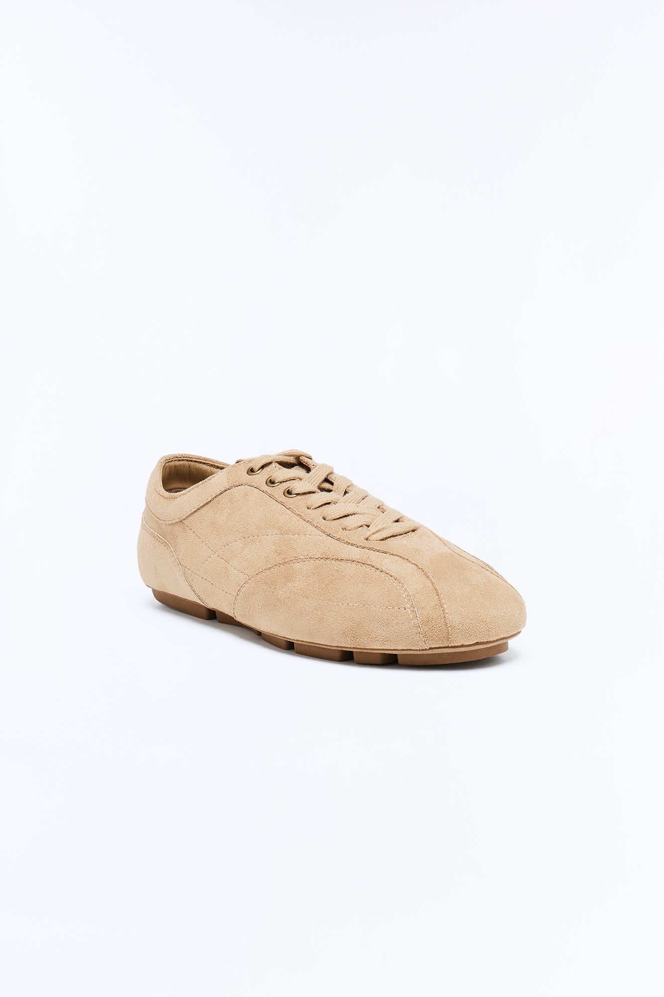Retro Faux Suede Slim Lace Up Sneaker - Taupe