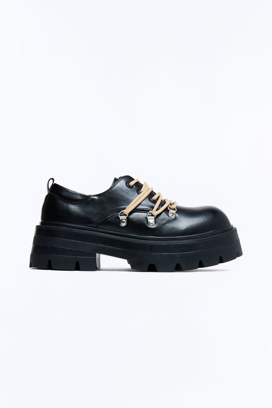 Chunky Hiker Lace Up Oxford Shoes - Black