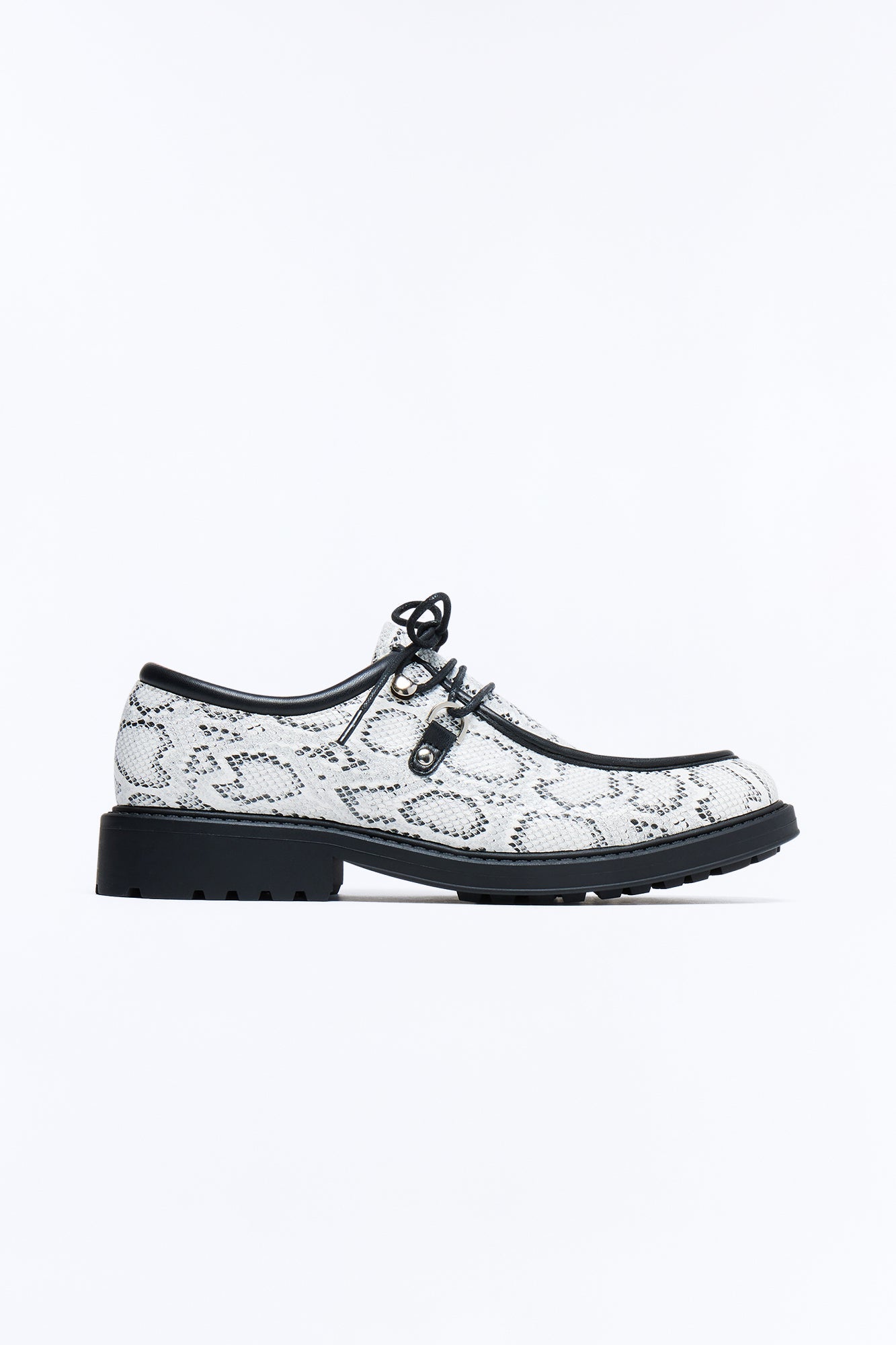 Snake Print Lug Sole Lace Up Shoe - White/combo