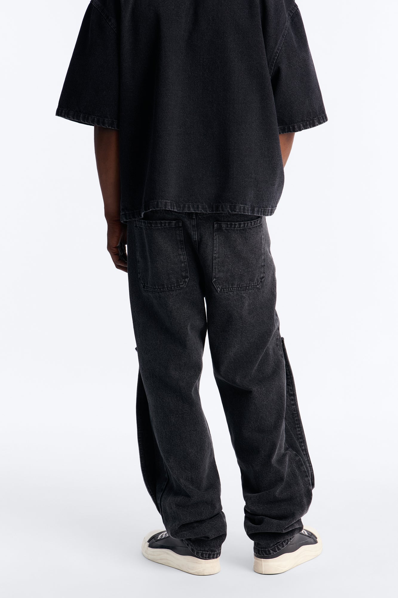 Straight Utility Snap Panel Jean - Black Wash