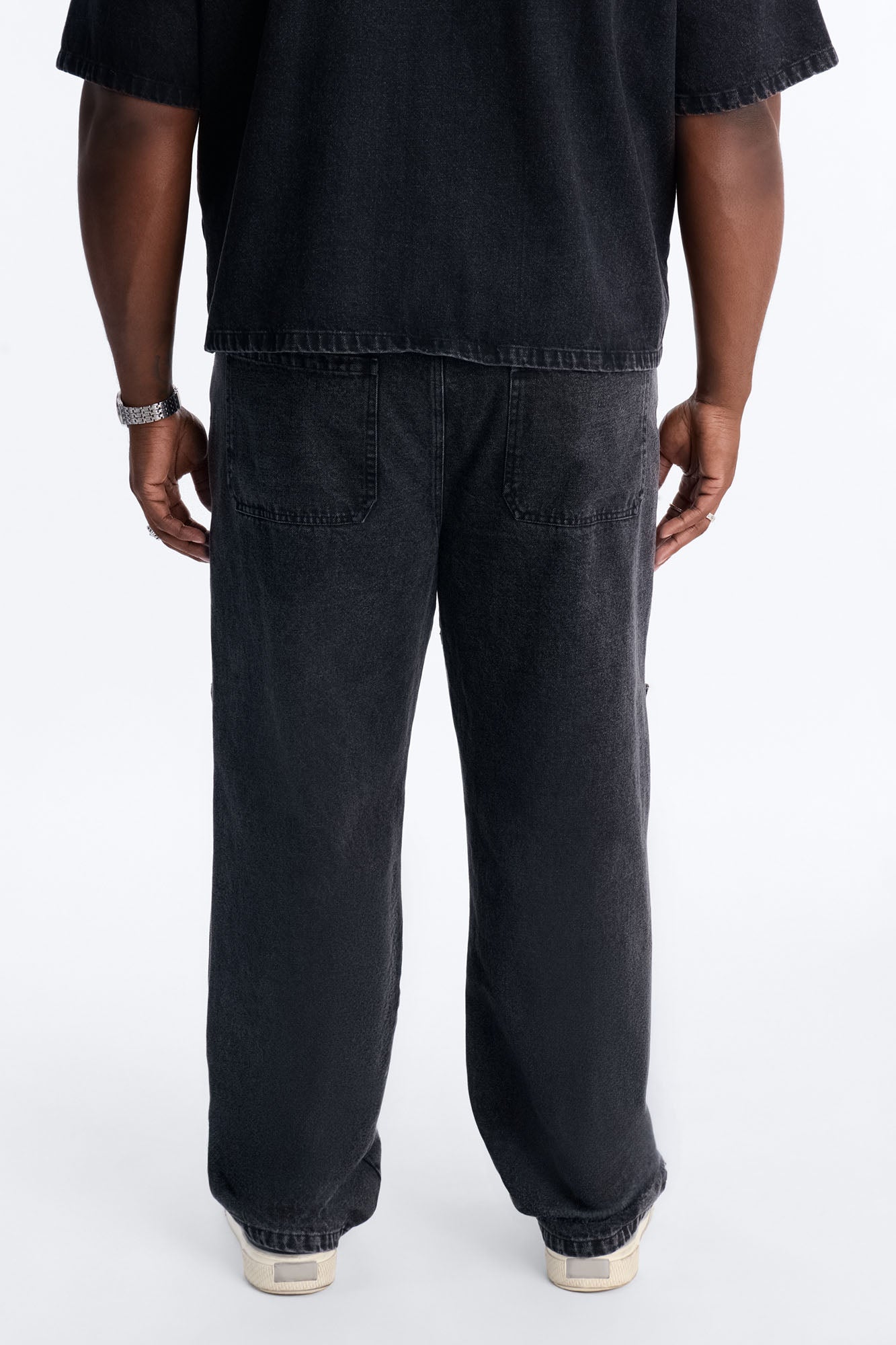 Straight Utility Snap Panel Jean - Black Wash