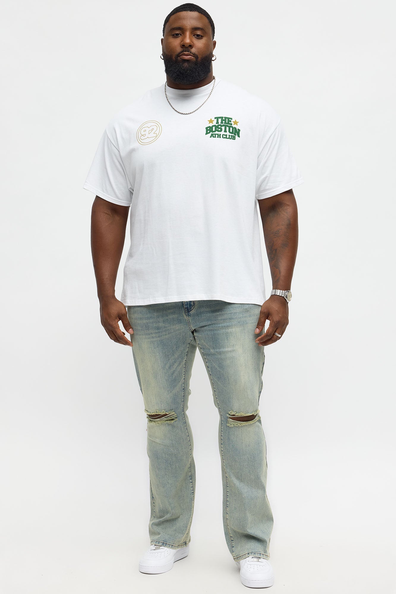 Stacked Skinny Flare Not Too Much Distressed Jean - Medium Wash