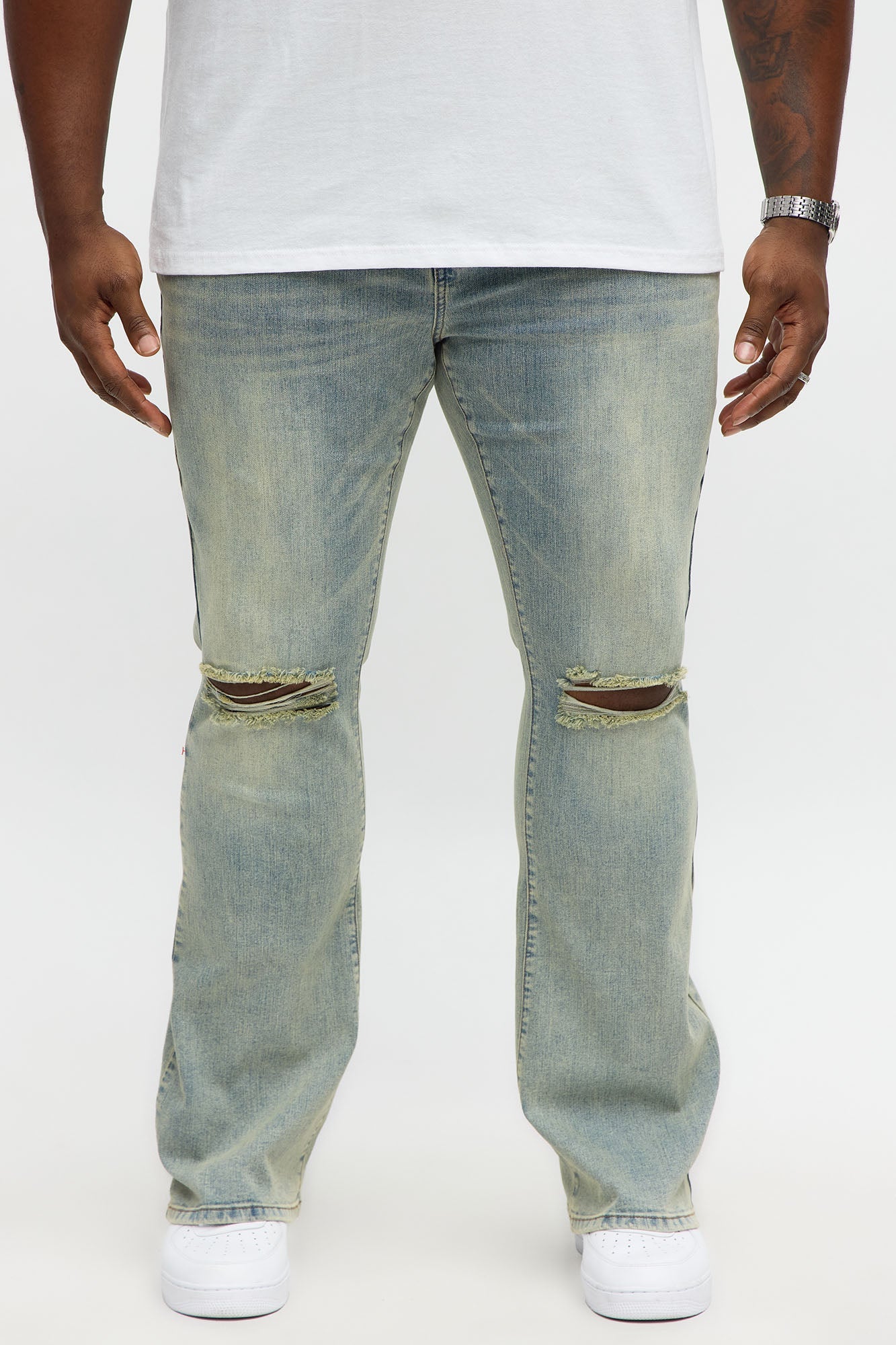 Stacked Skinny Flare Not Too Much Distressed Jean - Medium Wash