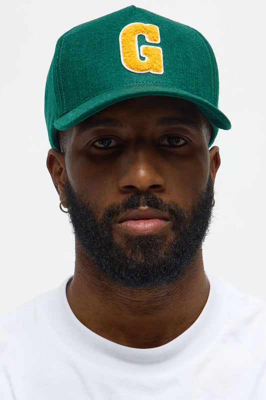 1St Gold Textured Structured Snapback Hat - Green/combo