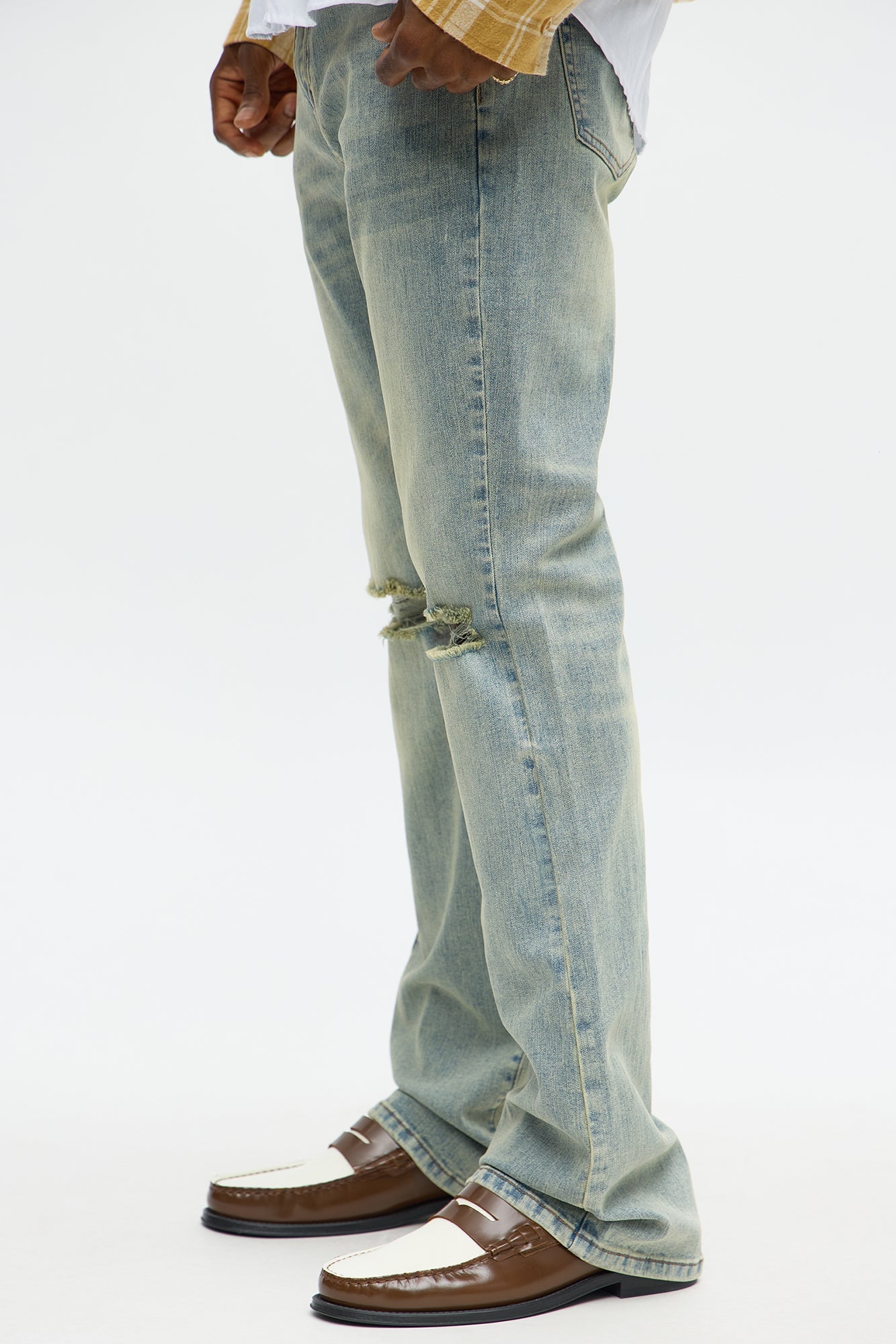 Stacked Skinny Flare Not Too Much Distressed Jean - Medium Wash