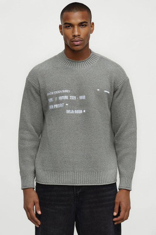 Extreme Space Cable Knit Sweater - Grey