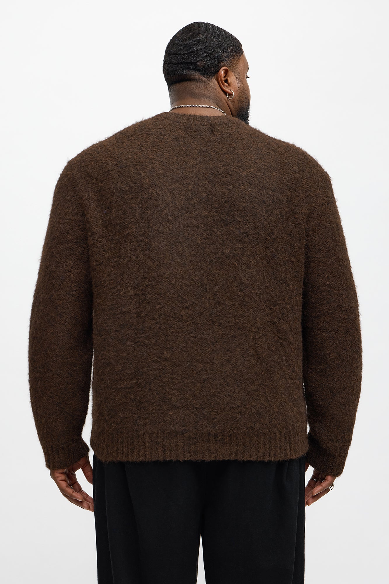 Oversized Fluffy Sweater - Brown