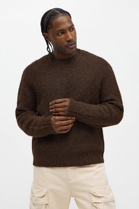 Oversized Fluffy Sweater - Brown