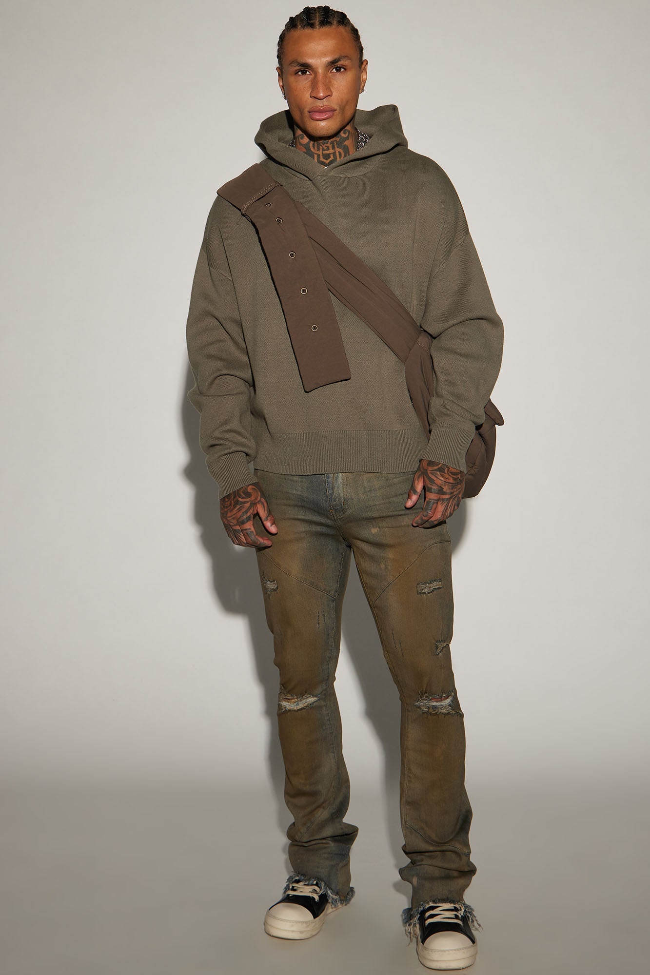 In My Feels Heavyweight Cropped Sweater Hoodie - Olive