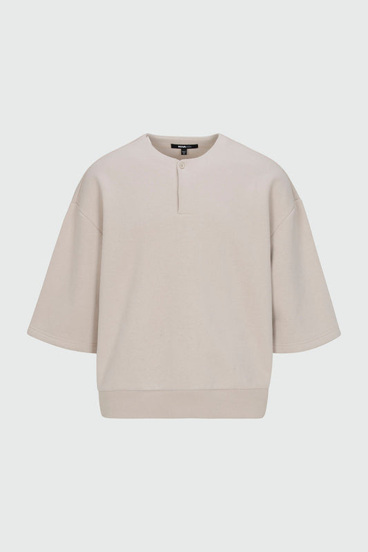410 Relaxed Short Sleeve Henley Sweatshirt - Sand