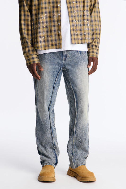 Straight Seams Down Jean - Medium Blue Wash