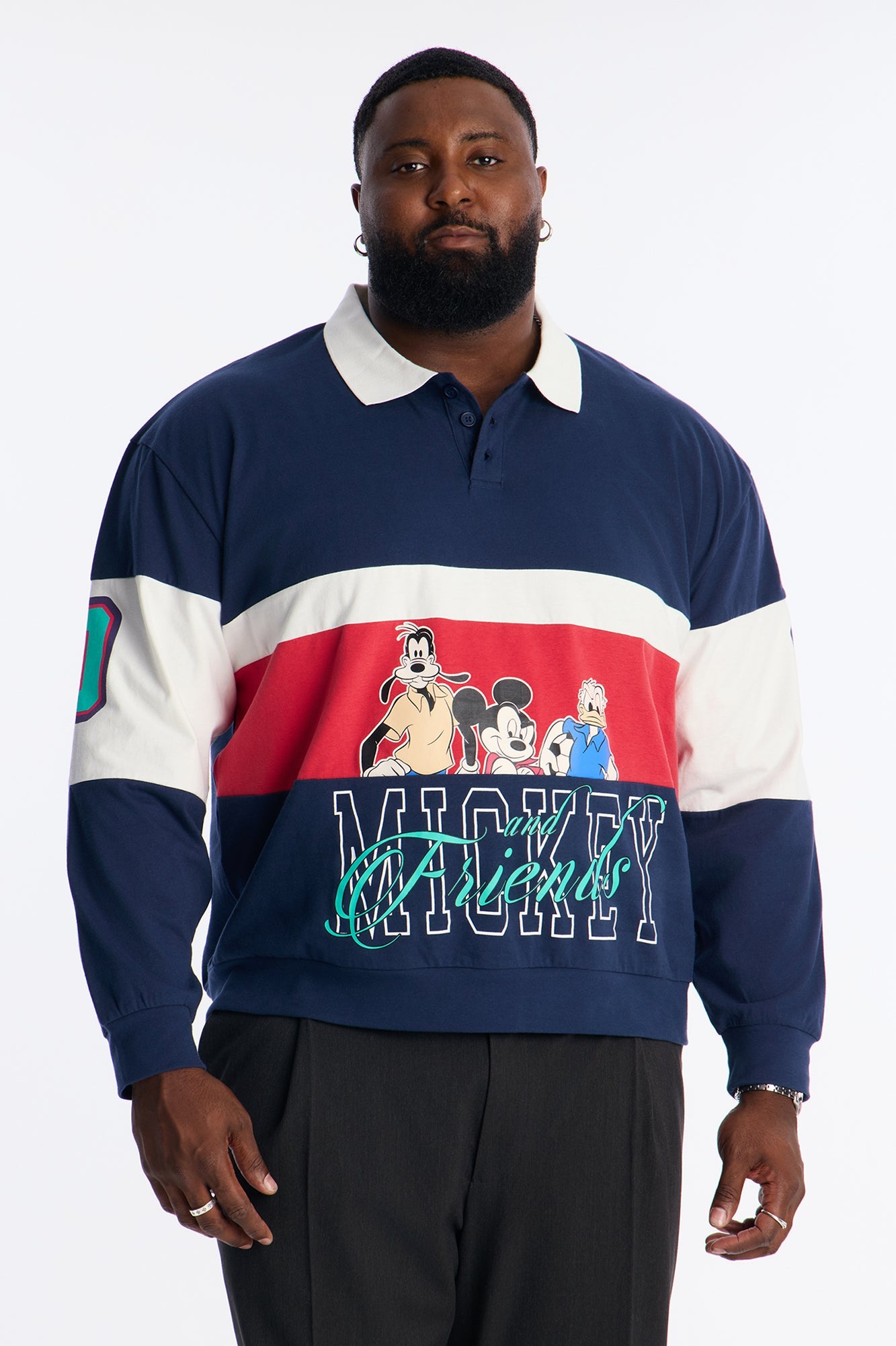 Disney Mickey And Friends Long Sleeve Polo - Navy