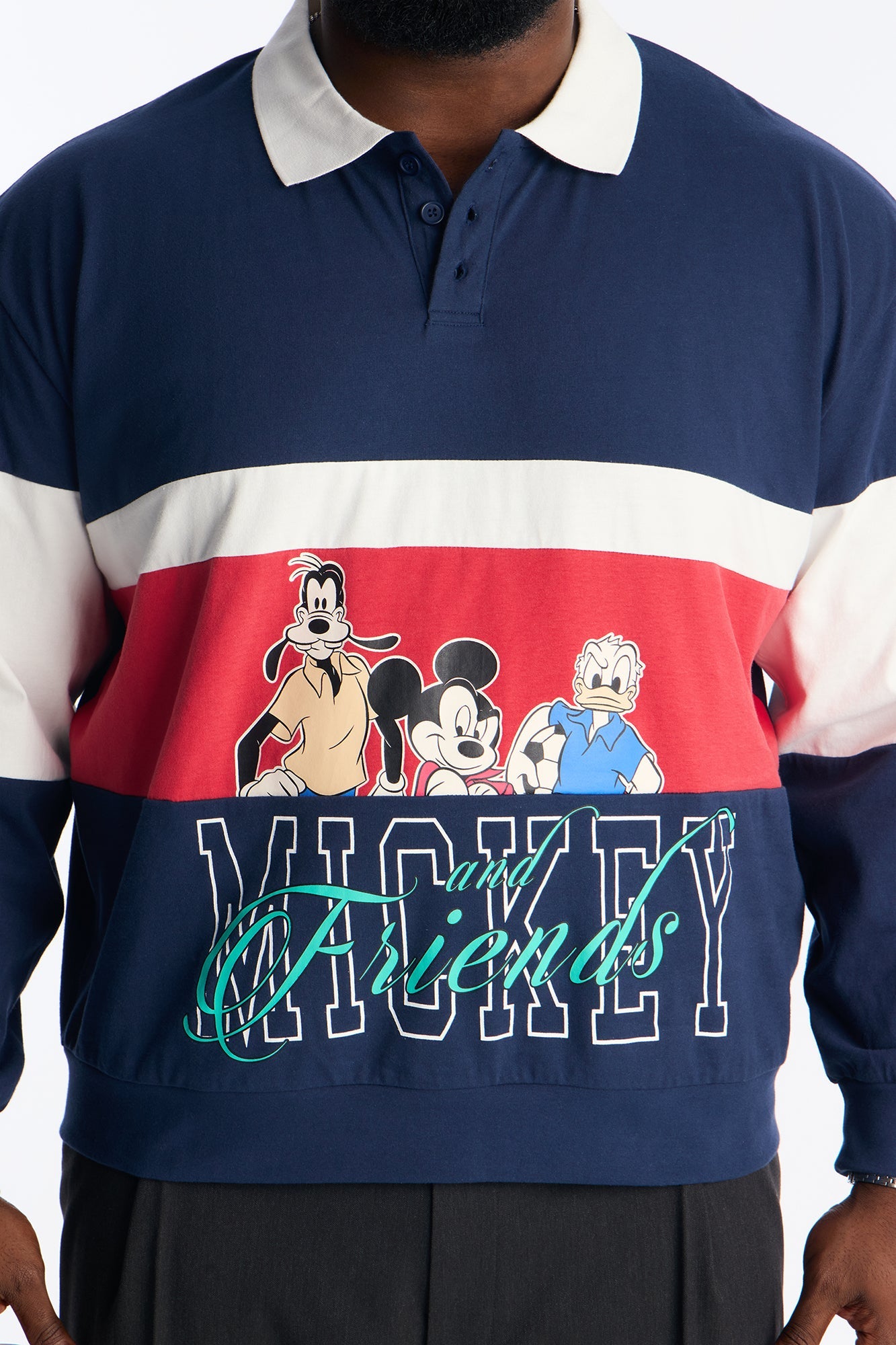 Disney Mickey And Friends Long Sleeve Polo - Navy