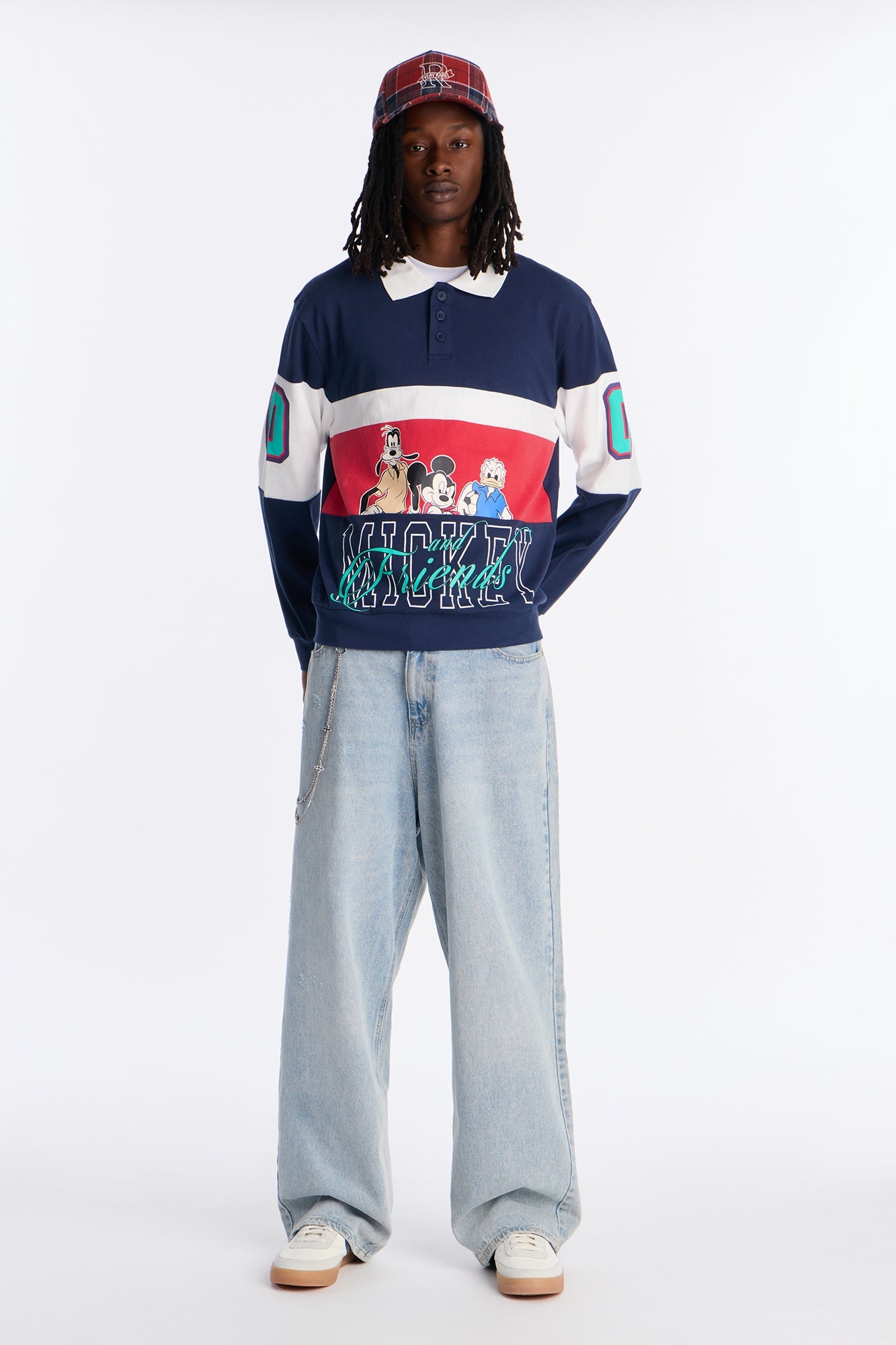 Disney Mickey And Friends Long Sleeve Polo - Navy