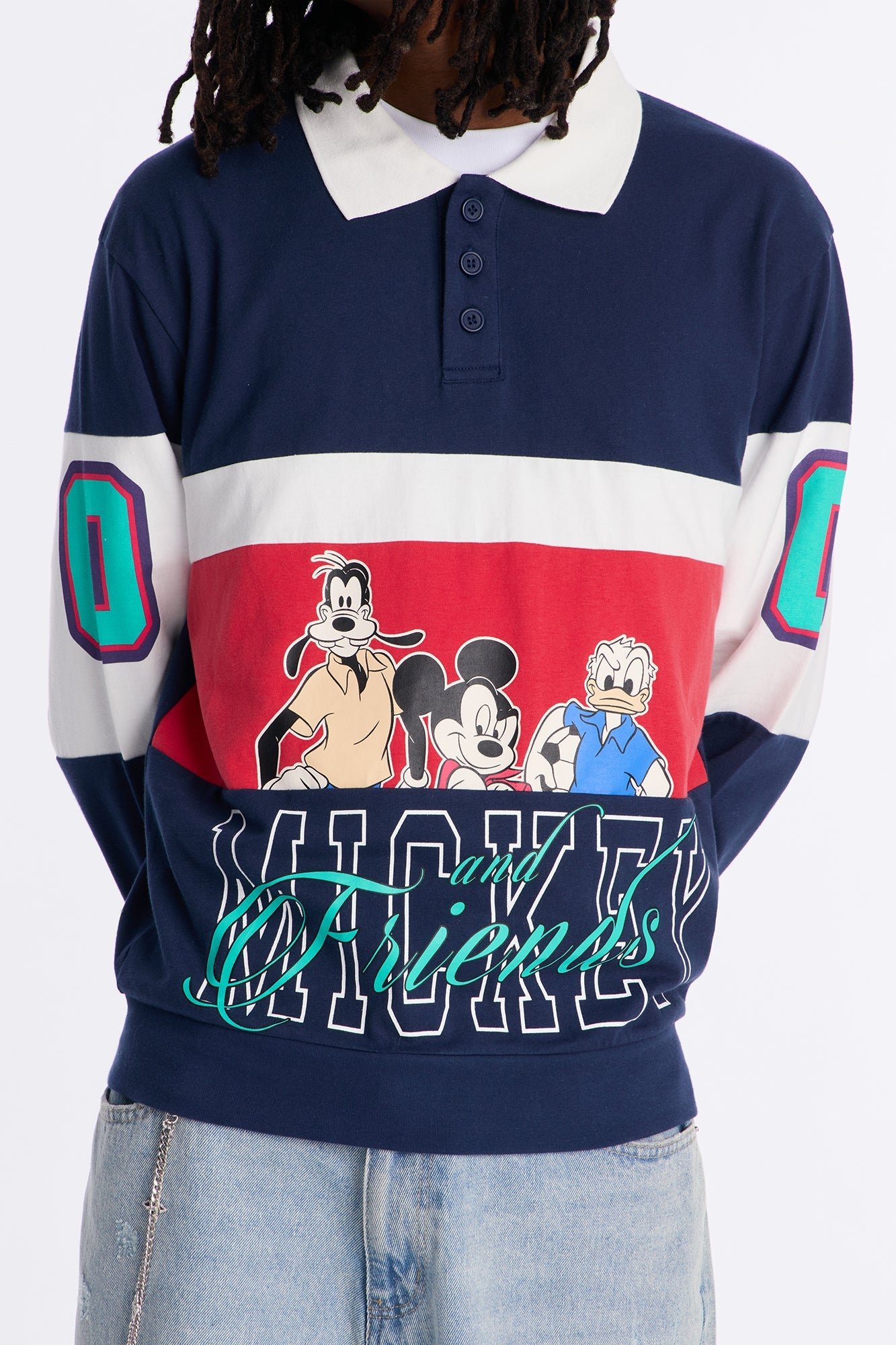 Disney Mickey And Friends Long Sleeve Polo - Navy