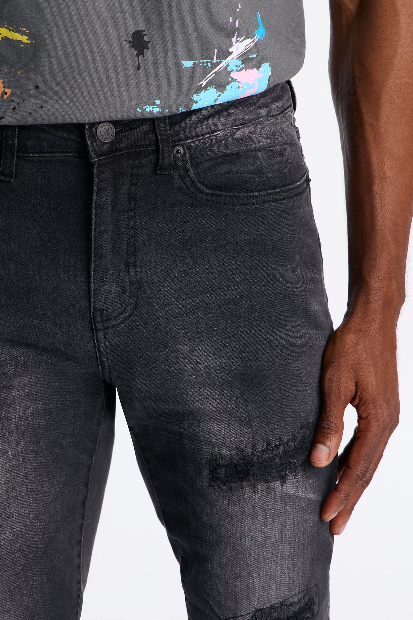 Your Everyday Skinny Distressed Jeans - Black Wash