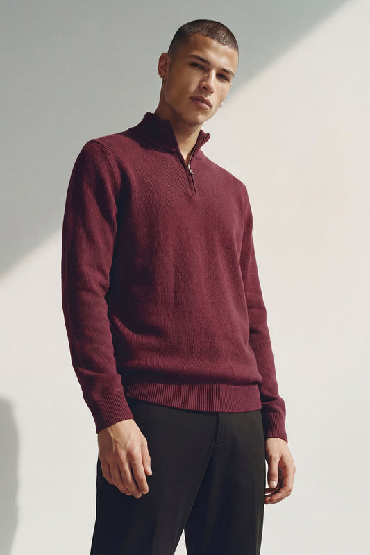 Shawn Quarter Zip Sweater - Red