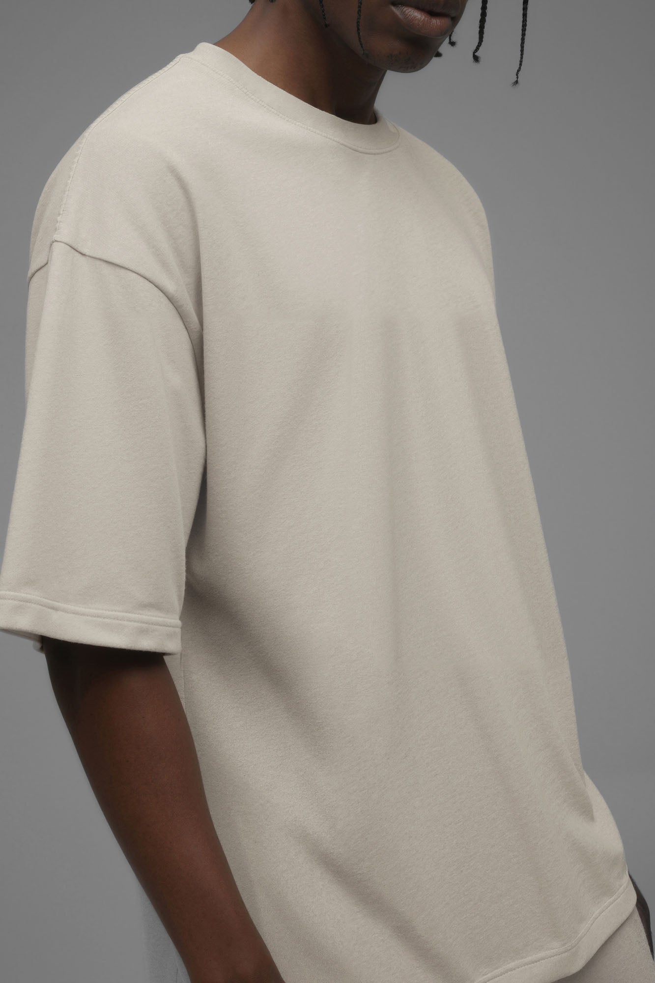 410 Oversized Fleece Tee - Cream