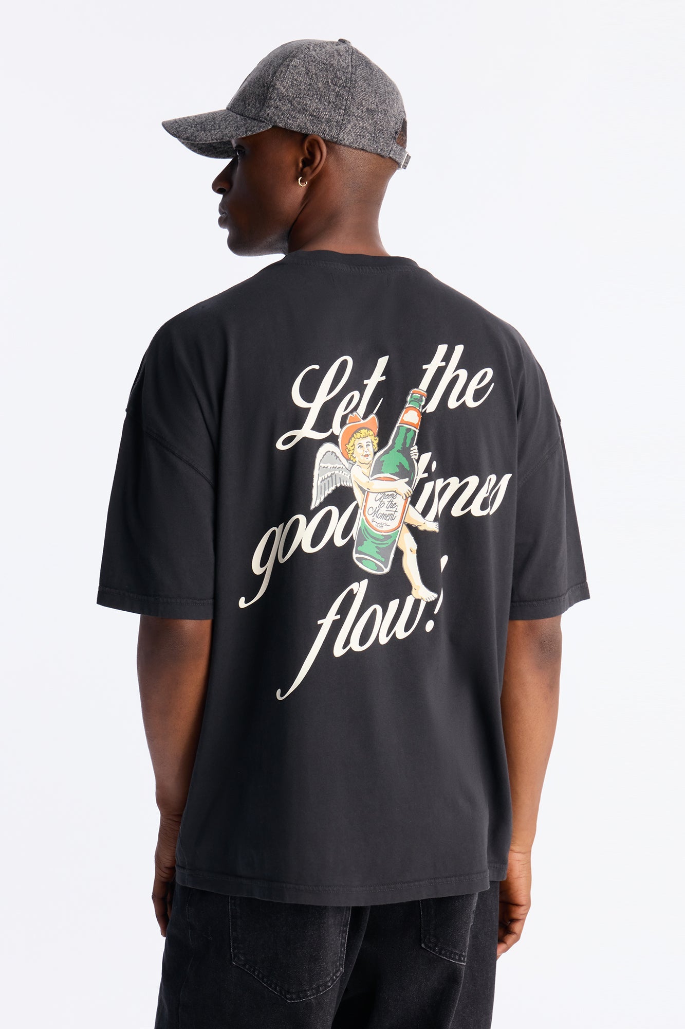 Let The Good Times Flow Oversized Short Sleeve Tee - Black Wash